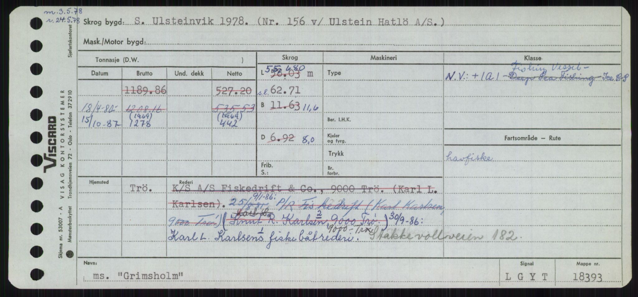 Sjøfartsdirektoratet med forløpere, Skipsmålingen, RA/S-1627/H/Ha/L0002/0002: Fartøy, Eik-Hill / Fartøy, G-Hill, p. 261