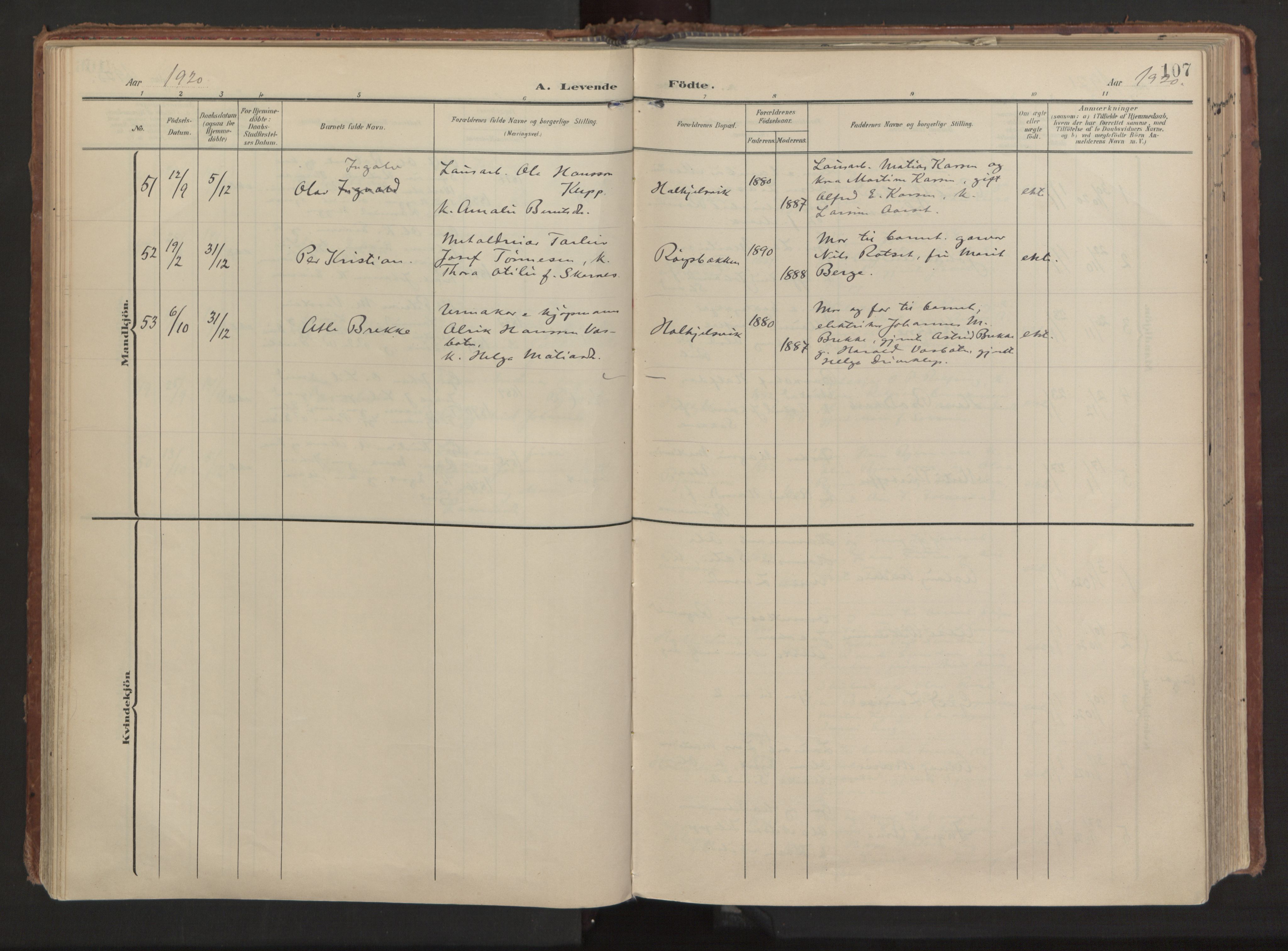 Ministerialprotokoller, klokkerbøker og fødselsregistre - Møre og Romsdal, AV/SAT-A-1454/511/L0144: Parish register (official) no. 511A11, 1906-1923, p. 107