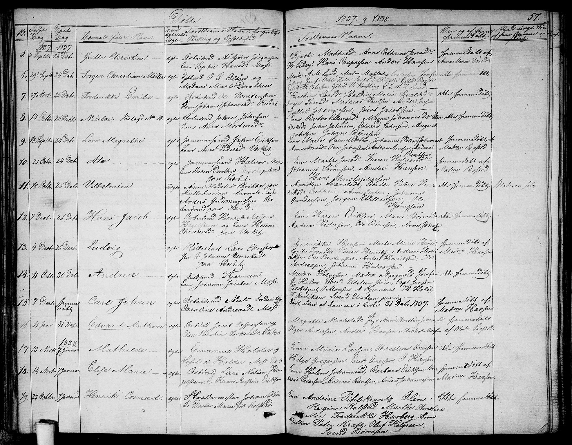 Moss prestekontor Kirkebøker, AV/SAO-A-2003/F/Fa/L0006: Parish register (official) no. I 6, 1829-1844, p. 57
