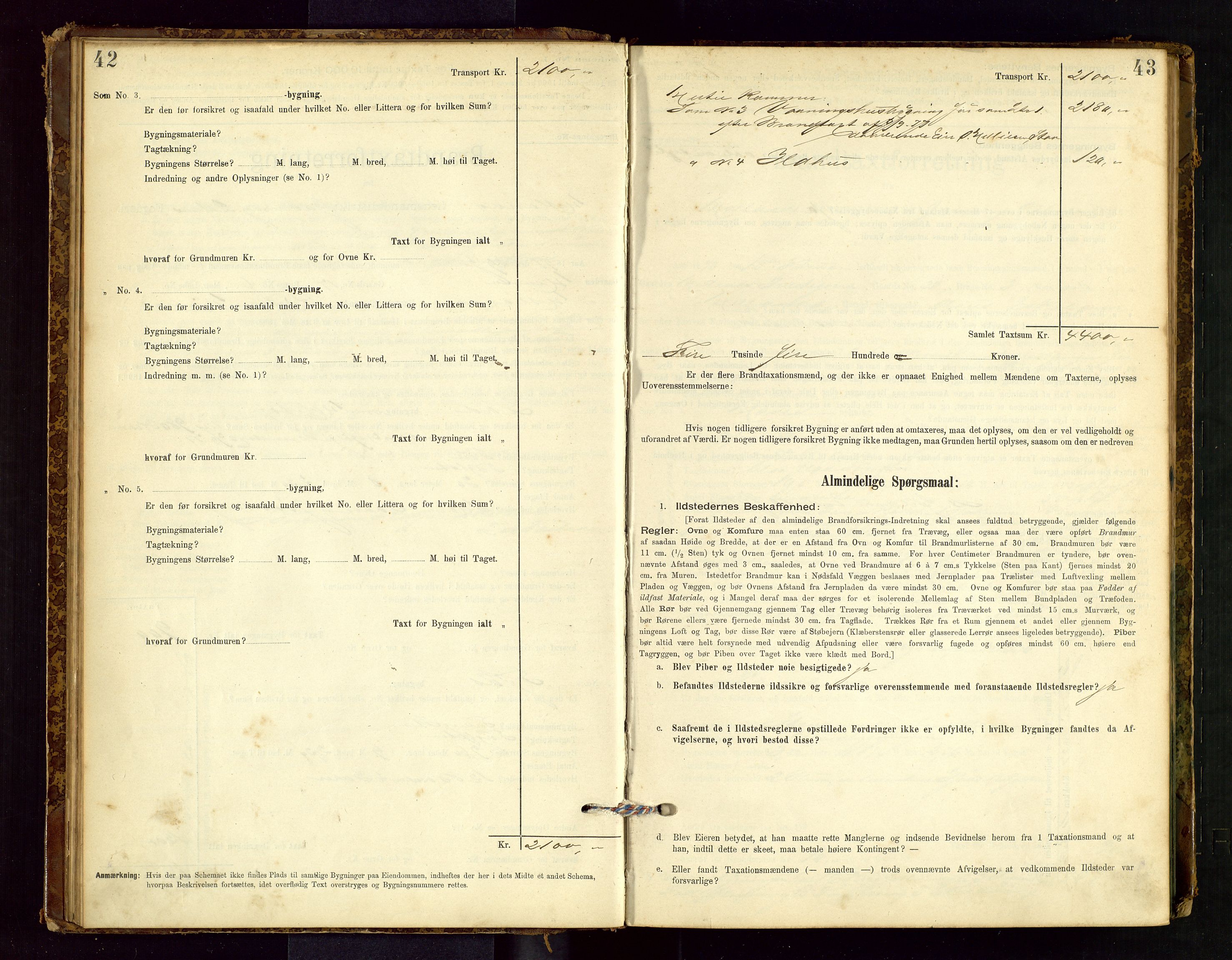 Hetland lensmannskontor, SAST/A-100101/Gob/L0001: "Brandtaxationsprotokol", 1895-1918, p. 42-43