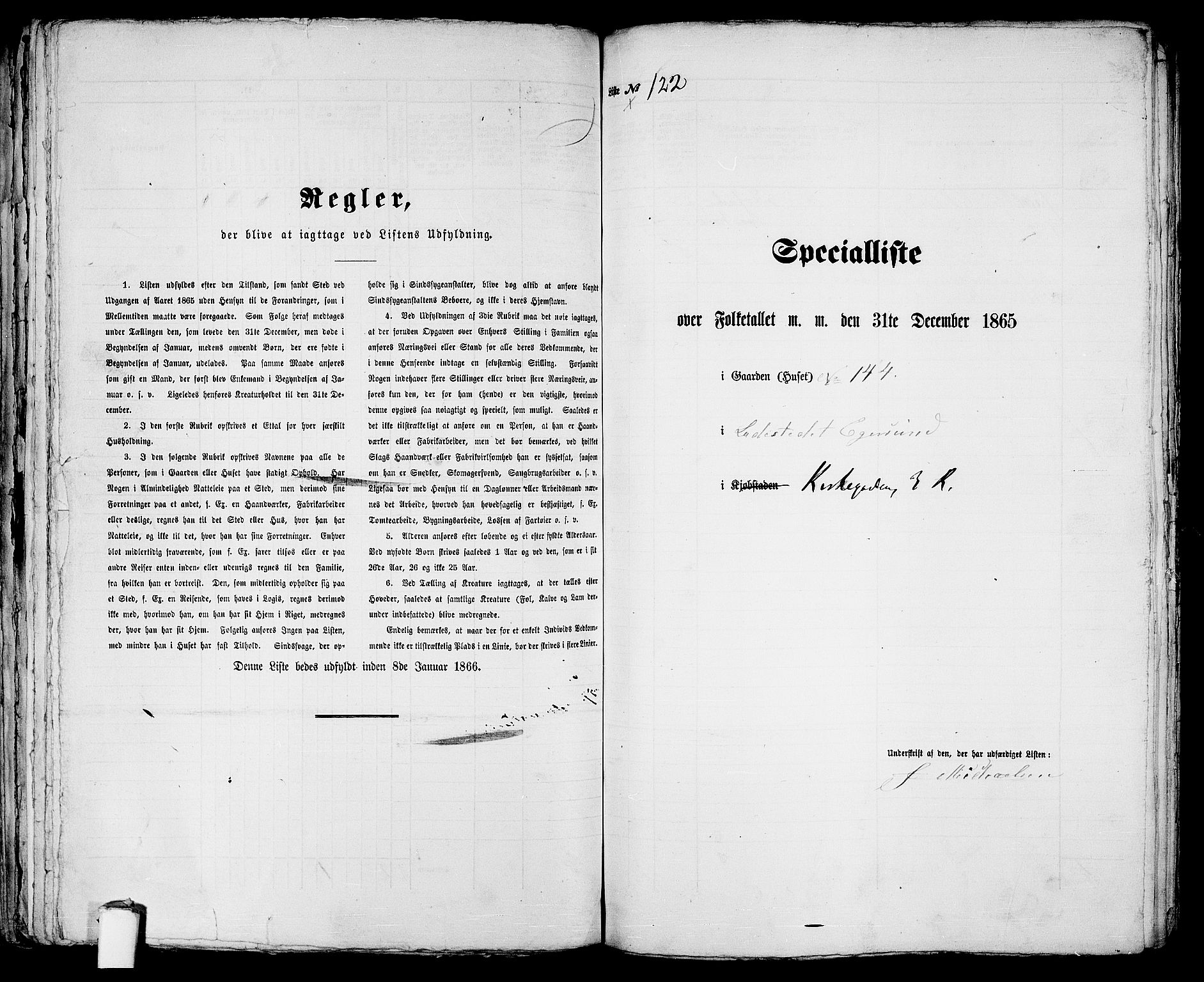 RA, 1865 census for Eigersund parish, Egersund town, 1865, p. 254