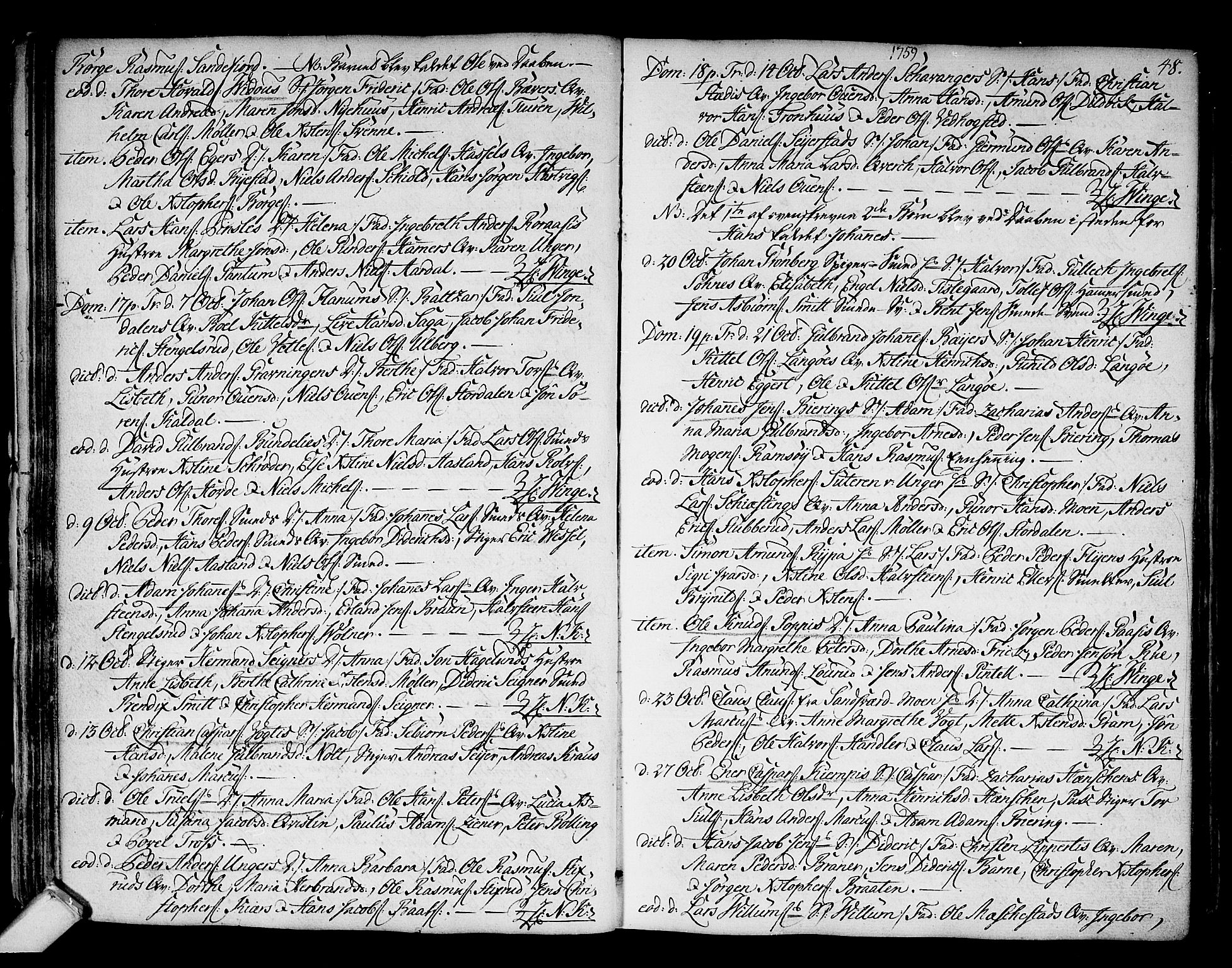 Kongsberg kirkebøker, SAKO/A-22/F/Fa/L0004: Parish register (official) no. I 4, 1756-1768, p. 48