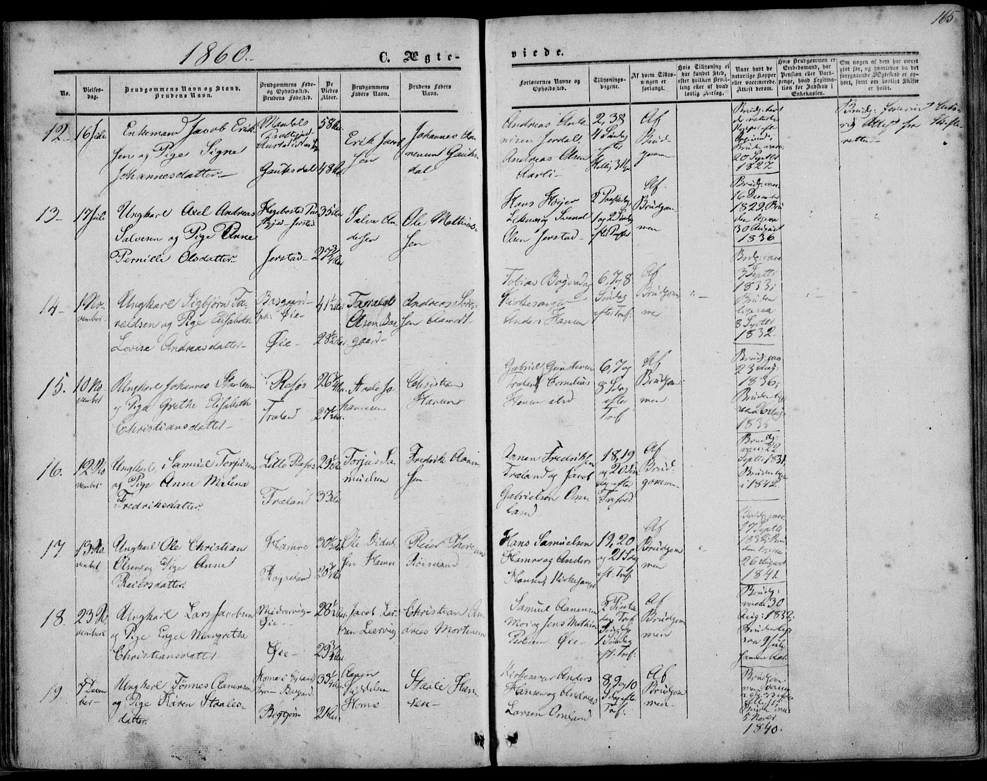 Kvinesdal sokneprestkontor, AV/SAK-1111-0026/F/Fa/Fab/L0006: Parish register (official) no. A 6, 1857-1869, p. 165