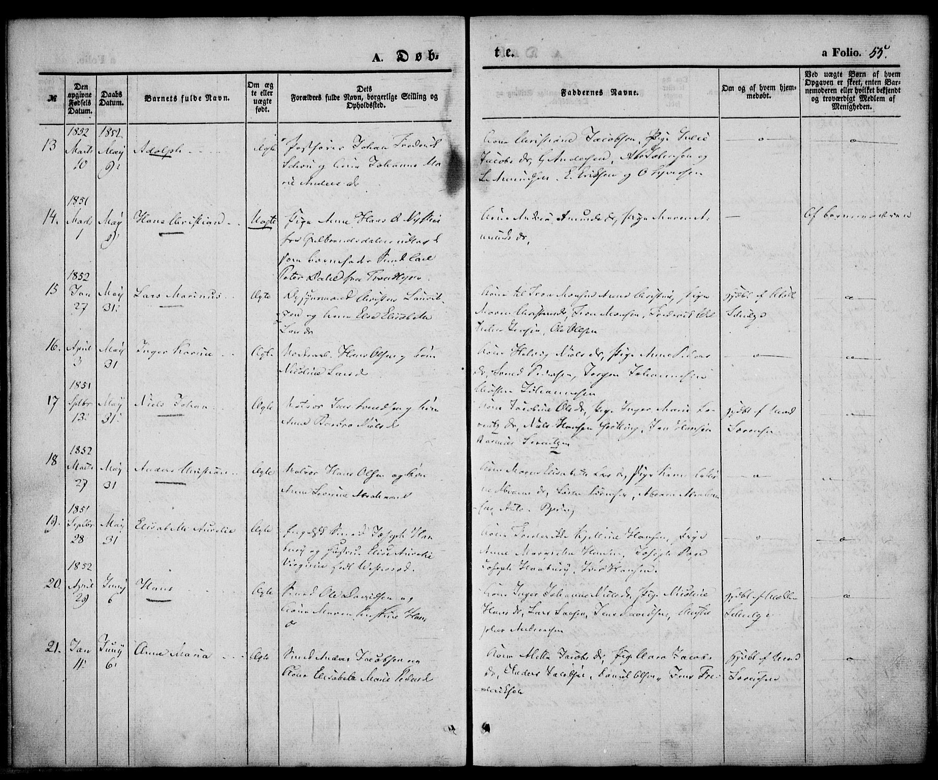 Larvik kirkebøker, AV/SAKO-A-352/F/Fb/L0003: Parish register (official) no. II 3, 1842-1856, p. 55