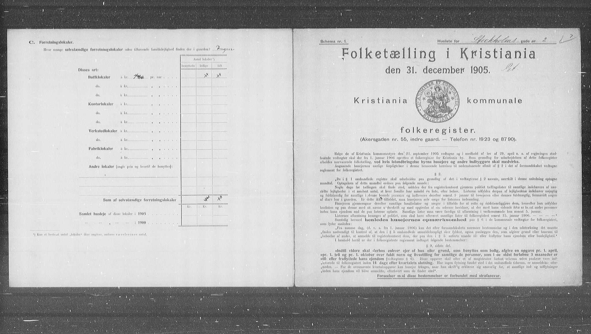 OBA, Municipal Census 1905 for Kristiania, 1905, p. 53504