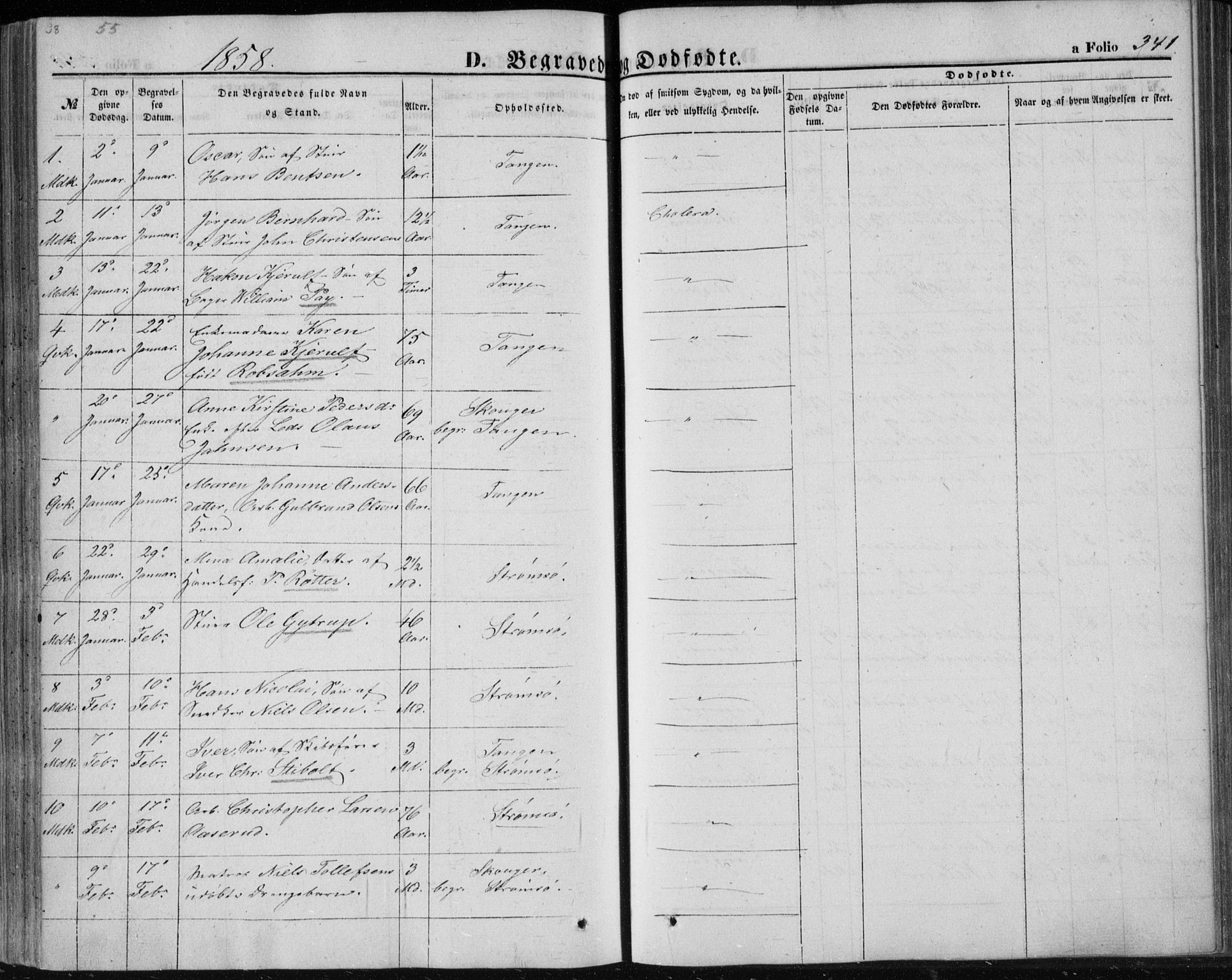 Strømsø kirkebøker, SAKO/A-246/F/Fa/L0014: Parish register (official) no. I 14, 1848-1858, p. 341