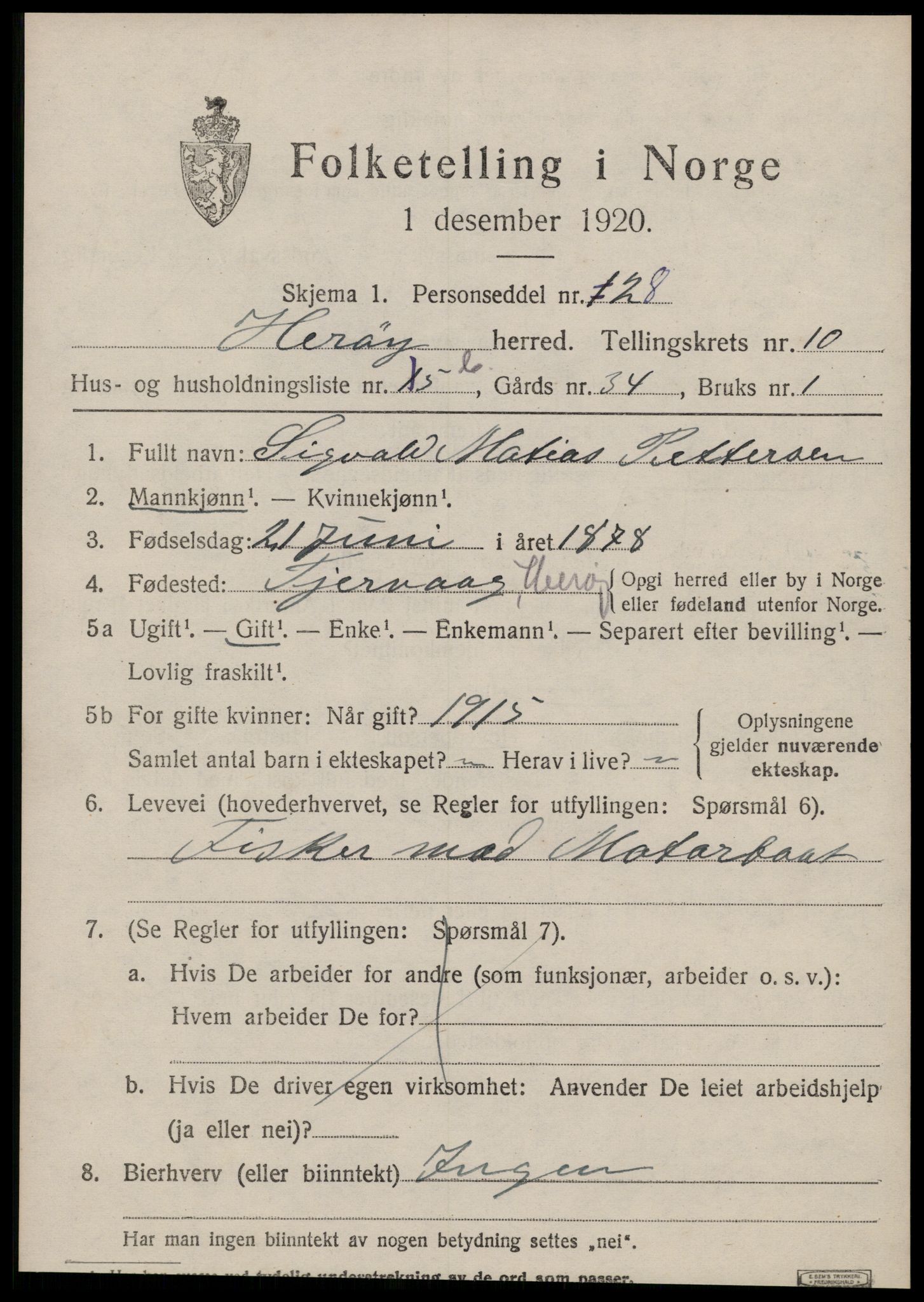 SAT, 1920 census for Herøy (MR), 1920, p. 6497