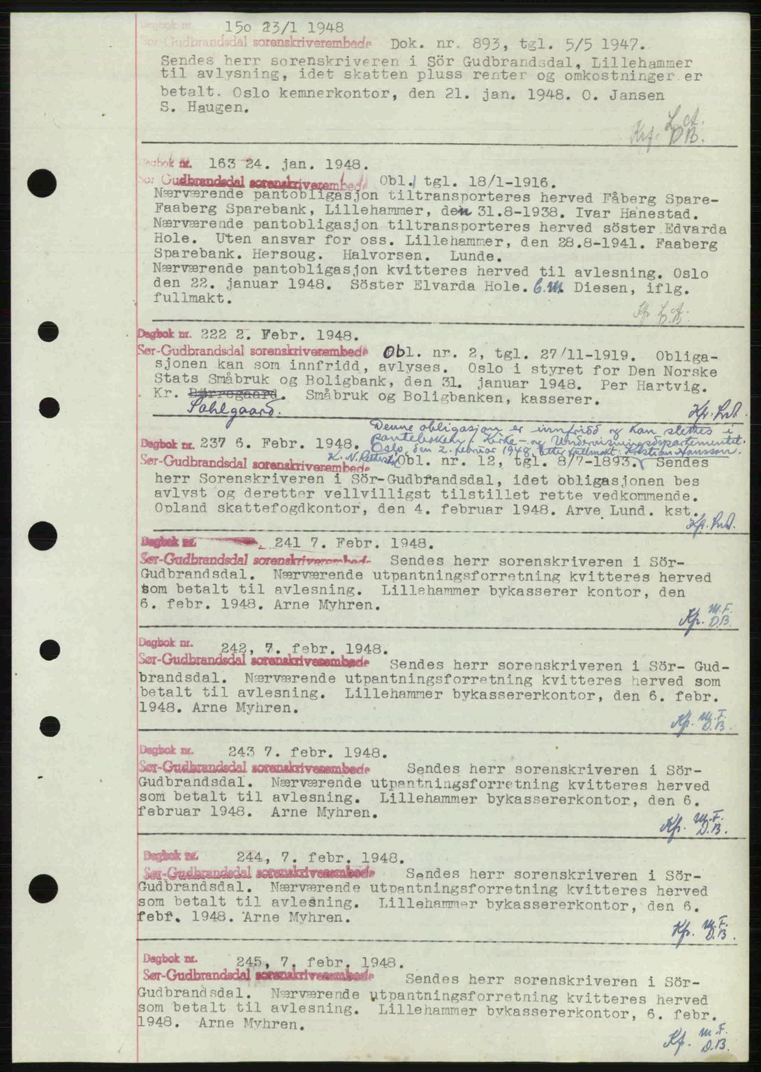 Sør-Gudbrandsdal tingrett, SAH/TING-004/H/Hb/Hbf/L0002: Mortgage book no. C1, 1938-1951, Diary no: : 150/1948