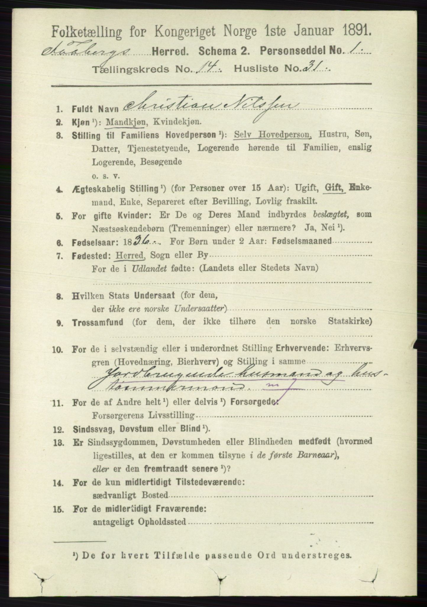 RA, 1891 census for 0524 Fåberg, 1891, p. 5814