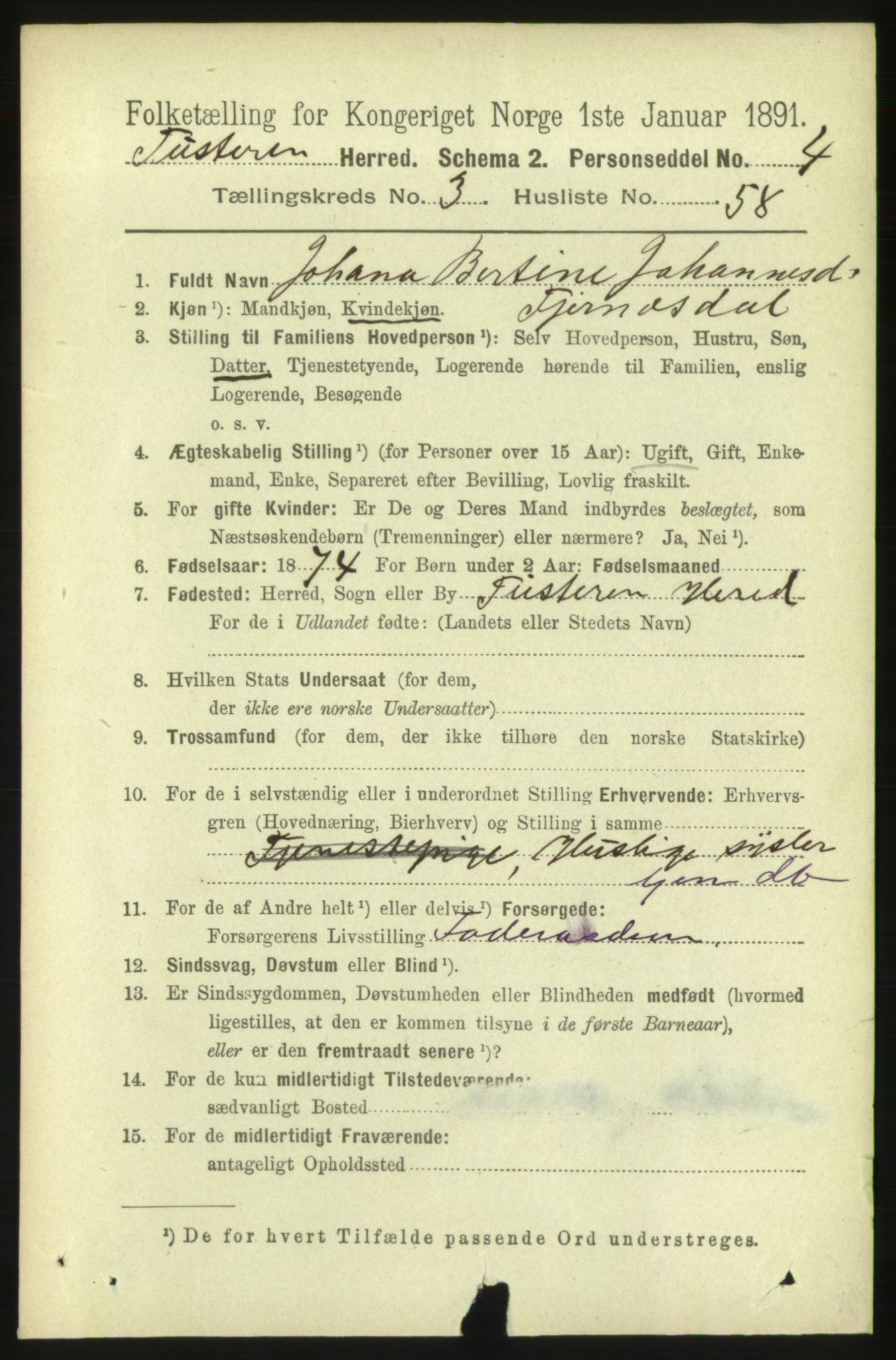 RA, 1891 census for 1572 Tustna, 1891, p. 1342