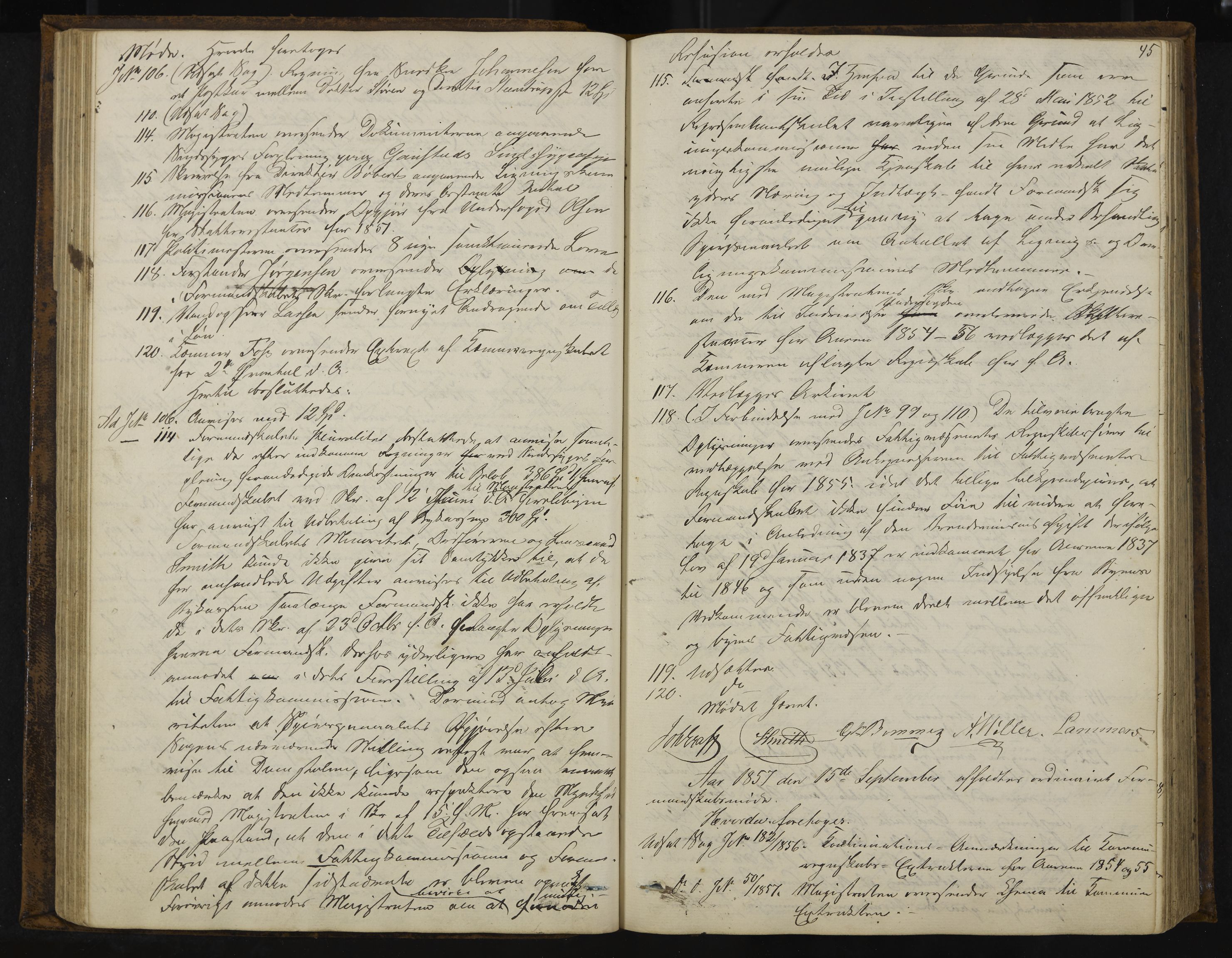 Kongsberg formannskap og sentraladministrasjon, IKAK/0604021-1/A/L0003: Møtebok med register, 1856-1861, p. 45