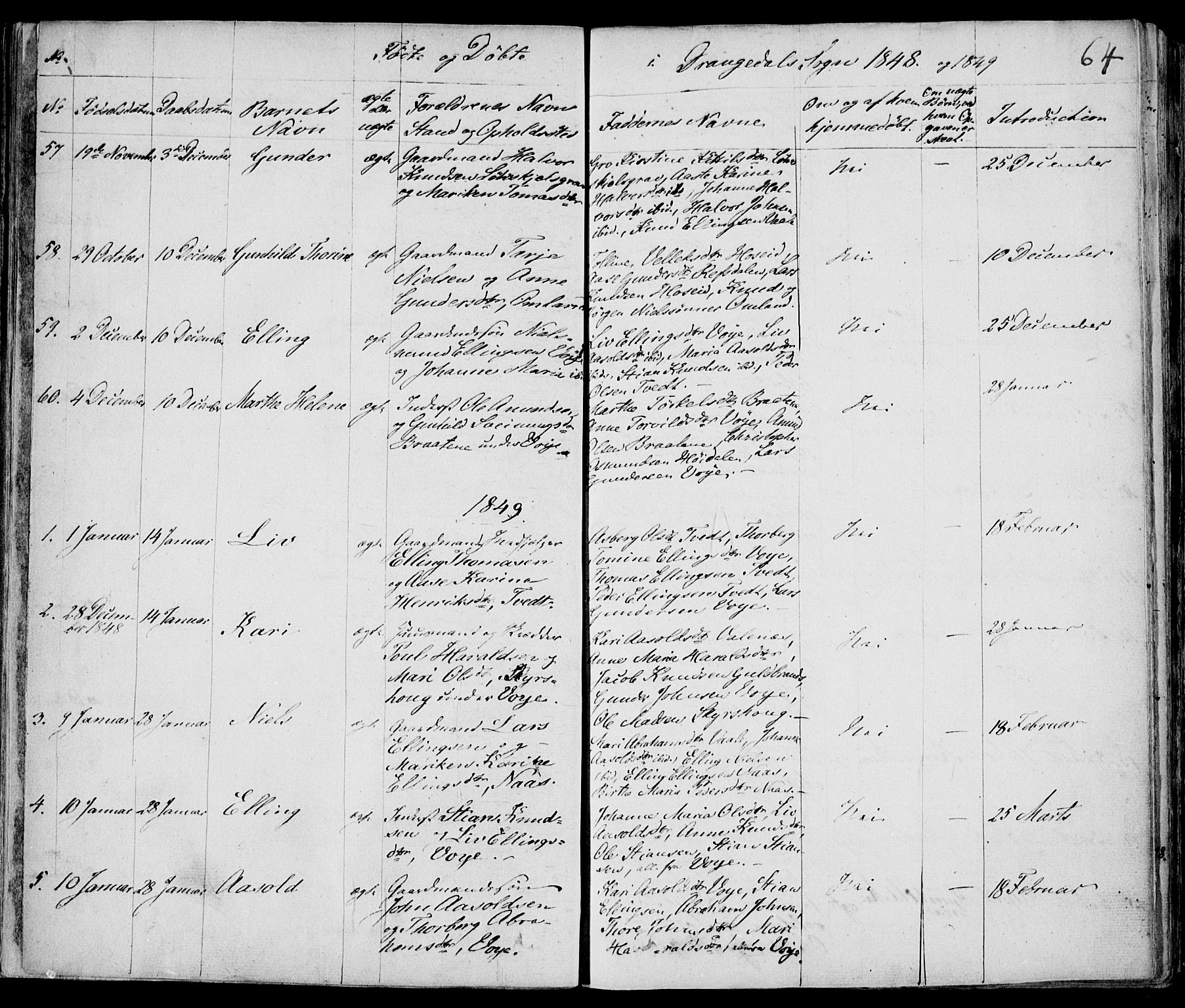 Drangedal kirkebøker, SAKO/A-258/F/Fa/L0007a: Parish register (official) no. 7a, 1837-1856, p. 64
