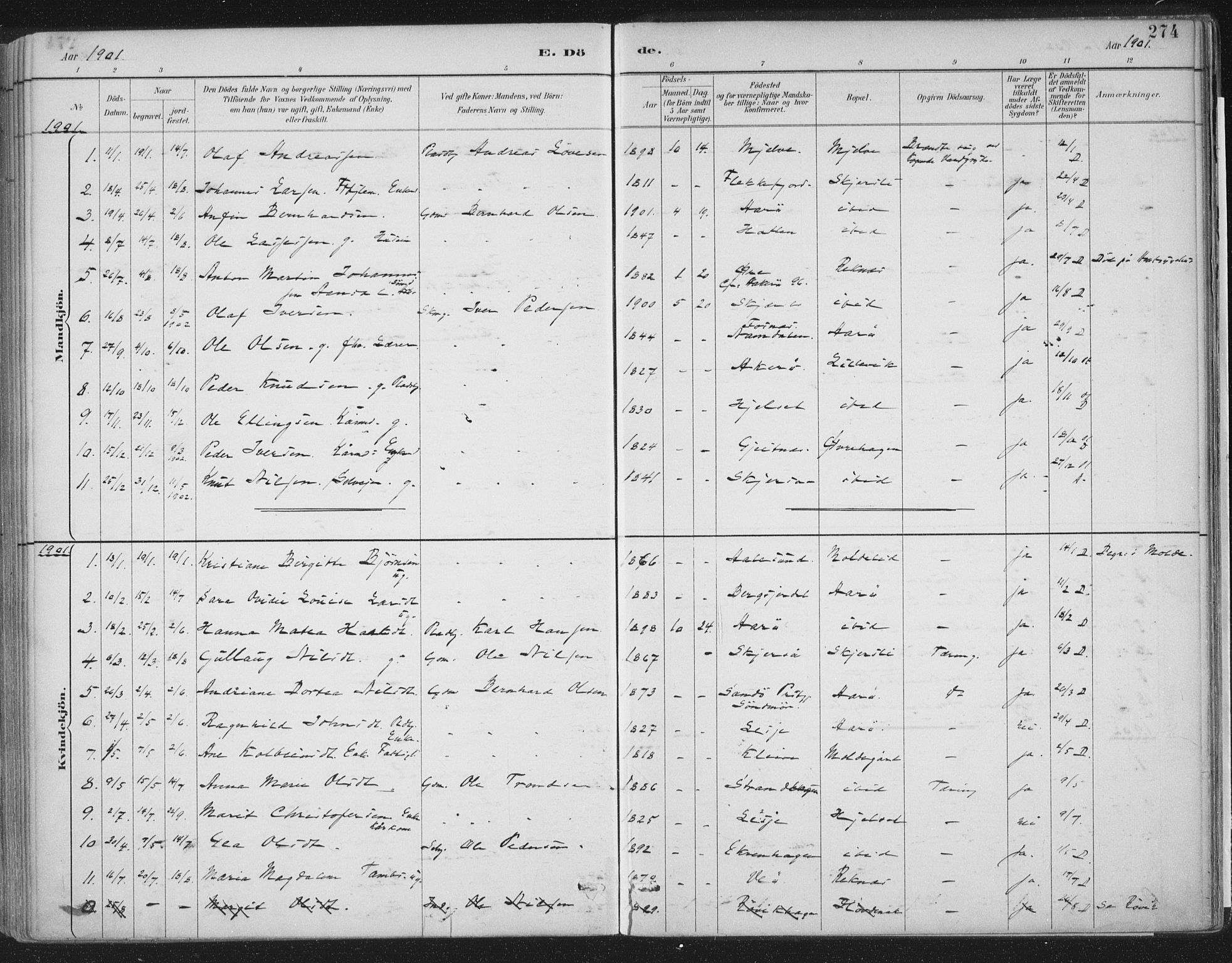 Ministerialprotokoller, klokkerbøker og fødselsregistre - Møre og Romsdal, SAT/A-1454/555/L0658: Parish register (official) no. 555A09, 1887-1917, p. 274