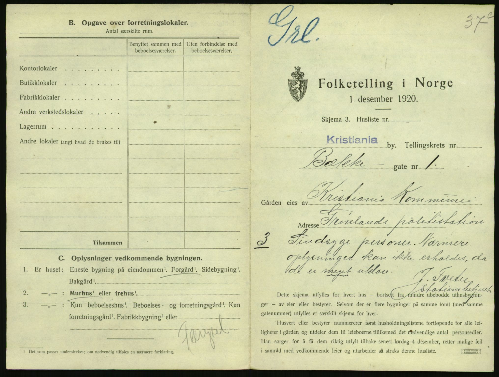 SAO, 1920 census for Kristiania, 1920, p. 11134