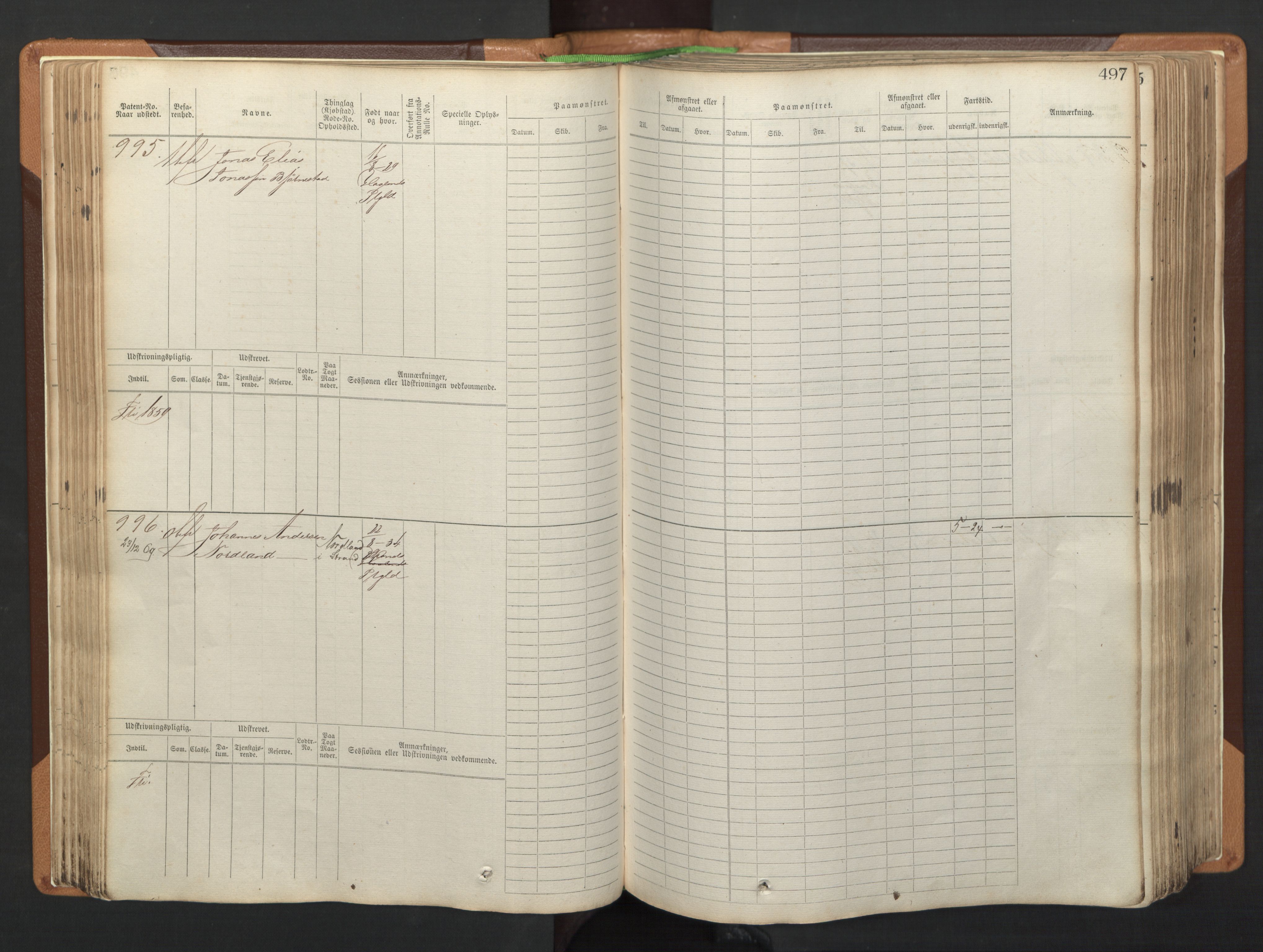 Stavanger sjømannskontor, AV/SAST-A-102006/F/Fb/Fbb/L0005: Sjøfartshovedrulle, patentnr. 793-1606 (del 2), 1869-1880, p. 107