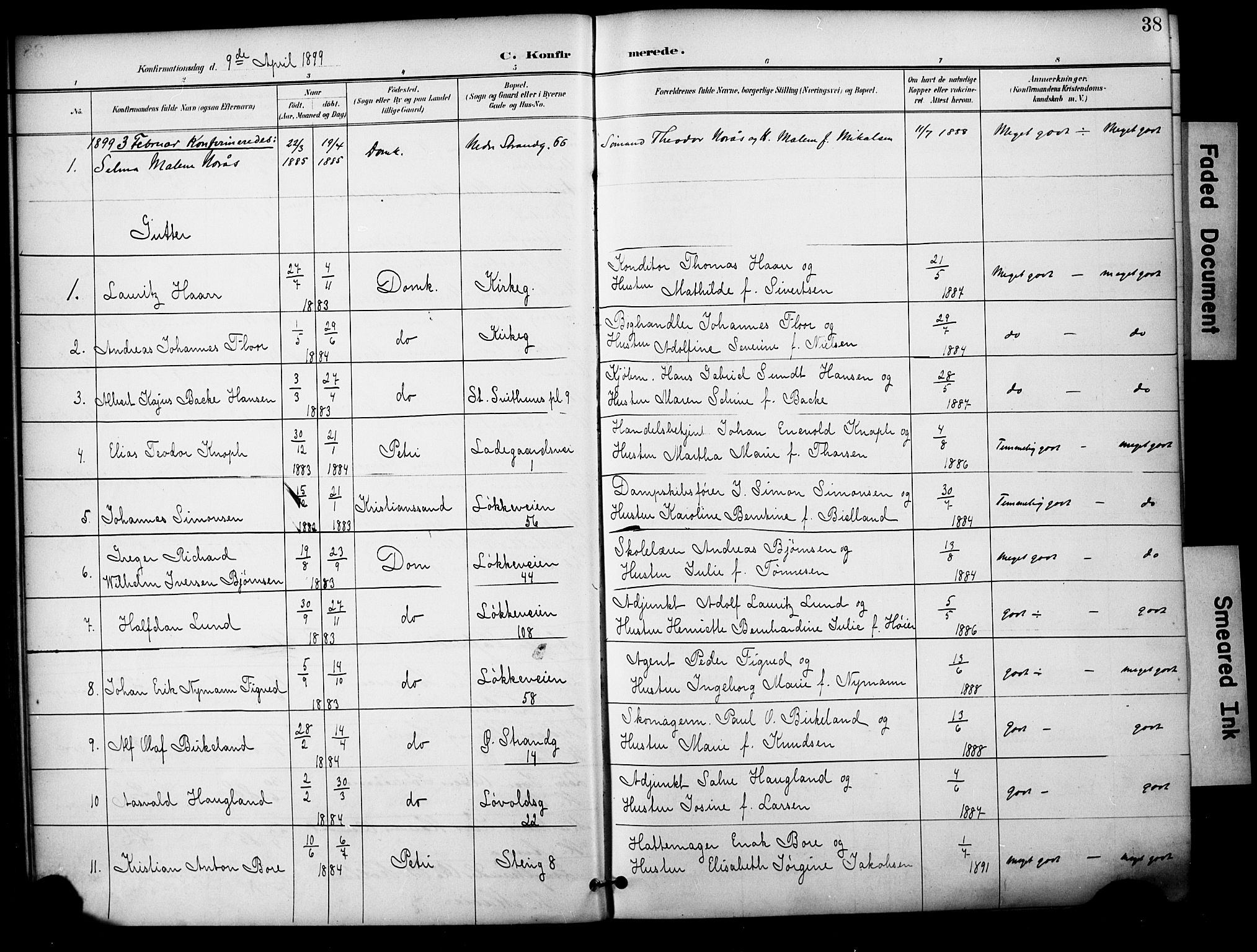Domkirken sokneprestkontor, SAST/A-101812/001/30/30BA/L0031: Parish register (official) no. A 30, 1896-1916, p. 38