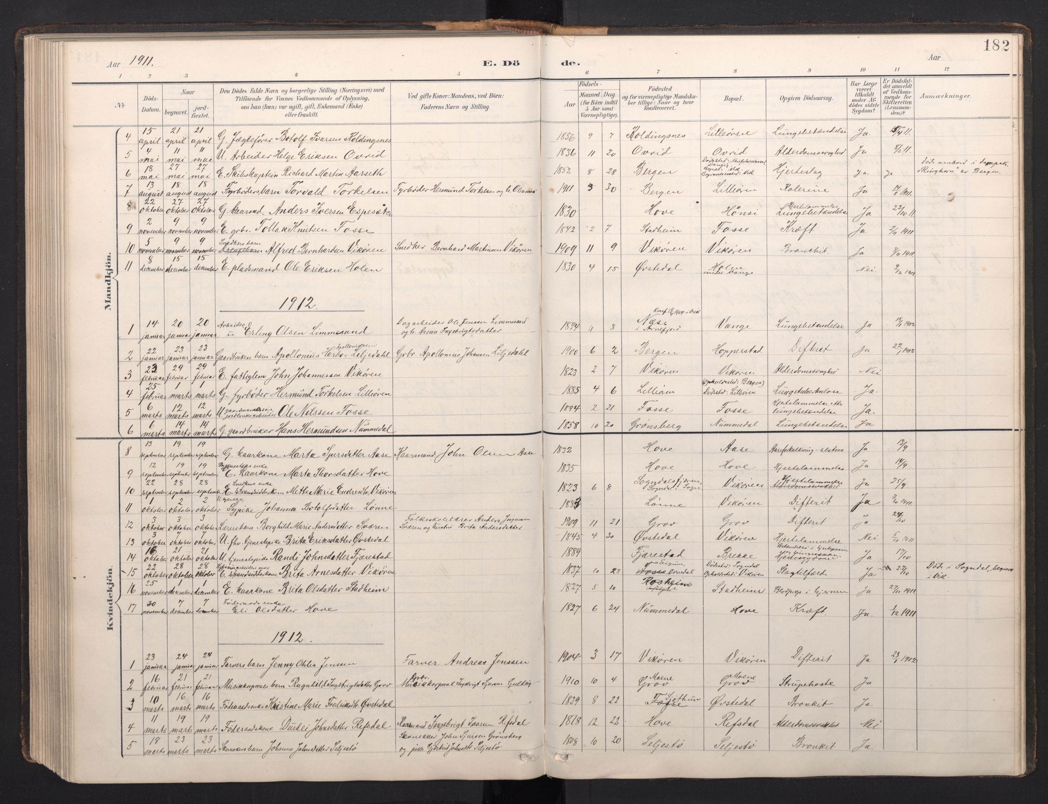 Vik sokneprestembete, AV/SAB-A-81501/H/Hab/Haba/L0004: Parish register (copy) no. A 4, 1895-1914, p. 181b-182a