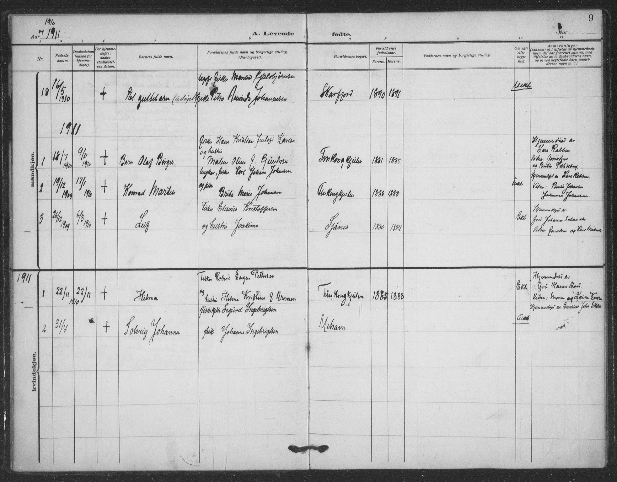 Tana sokneprestkontor, SATØ/S-1334/H/Ha/L0008kirke: Parish register (official) no. 8, 1908-1920, p. 9