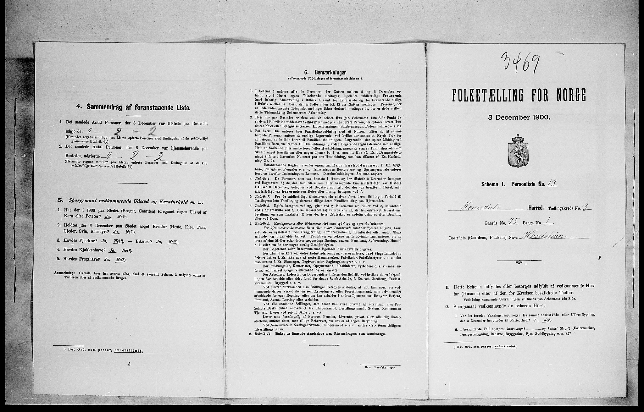 SAH, 1900 census for Romedal, 1900, p. 492