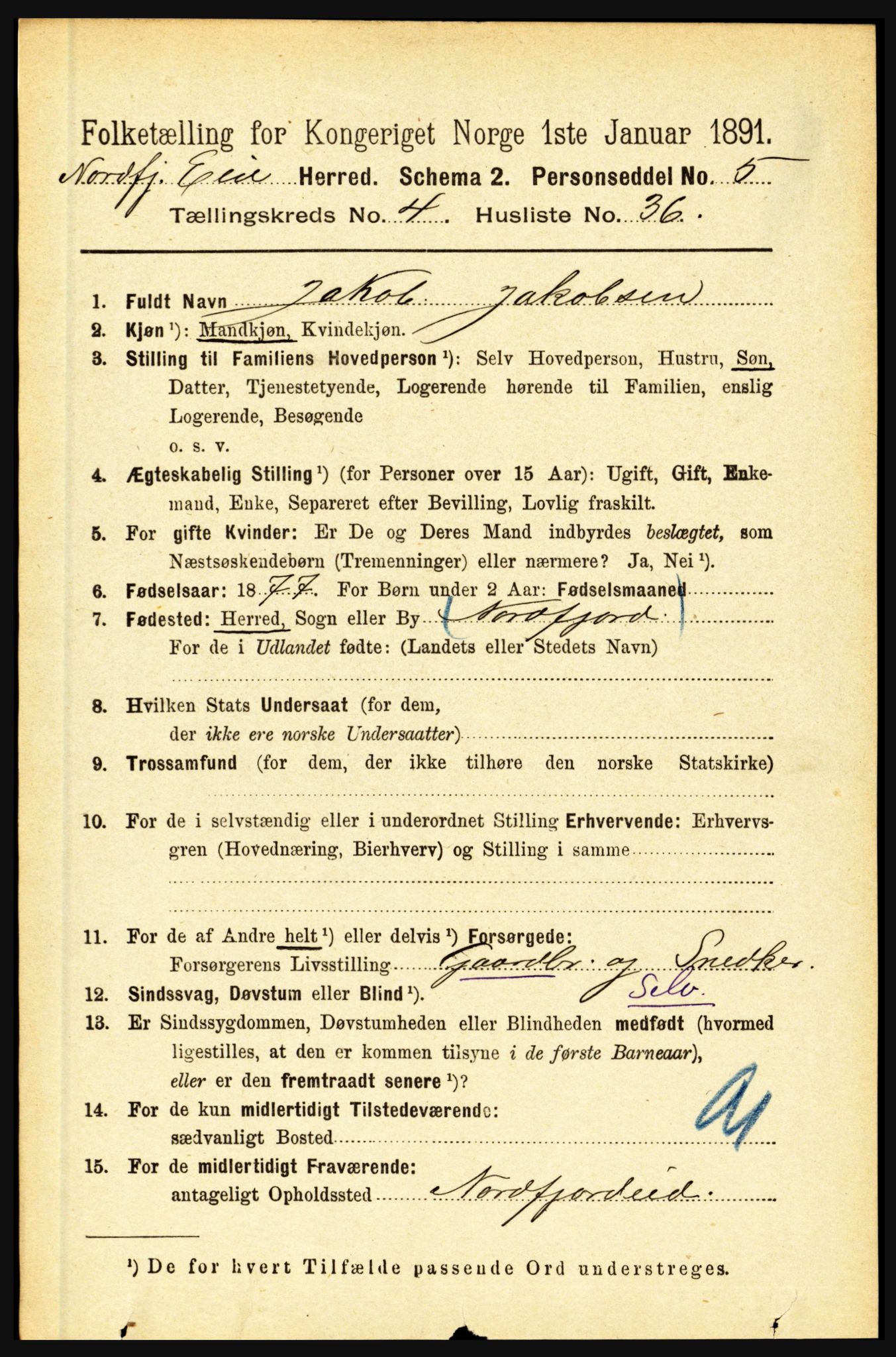 RA, 1891 census for 1443 Eid, 1891, p. 1100