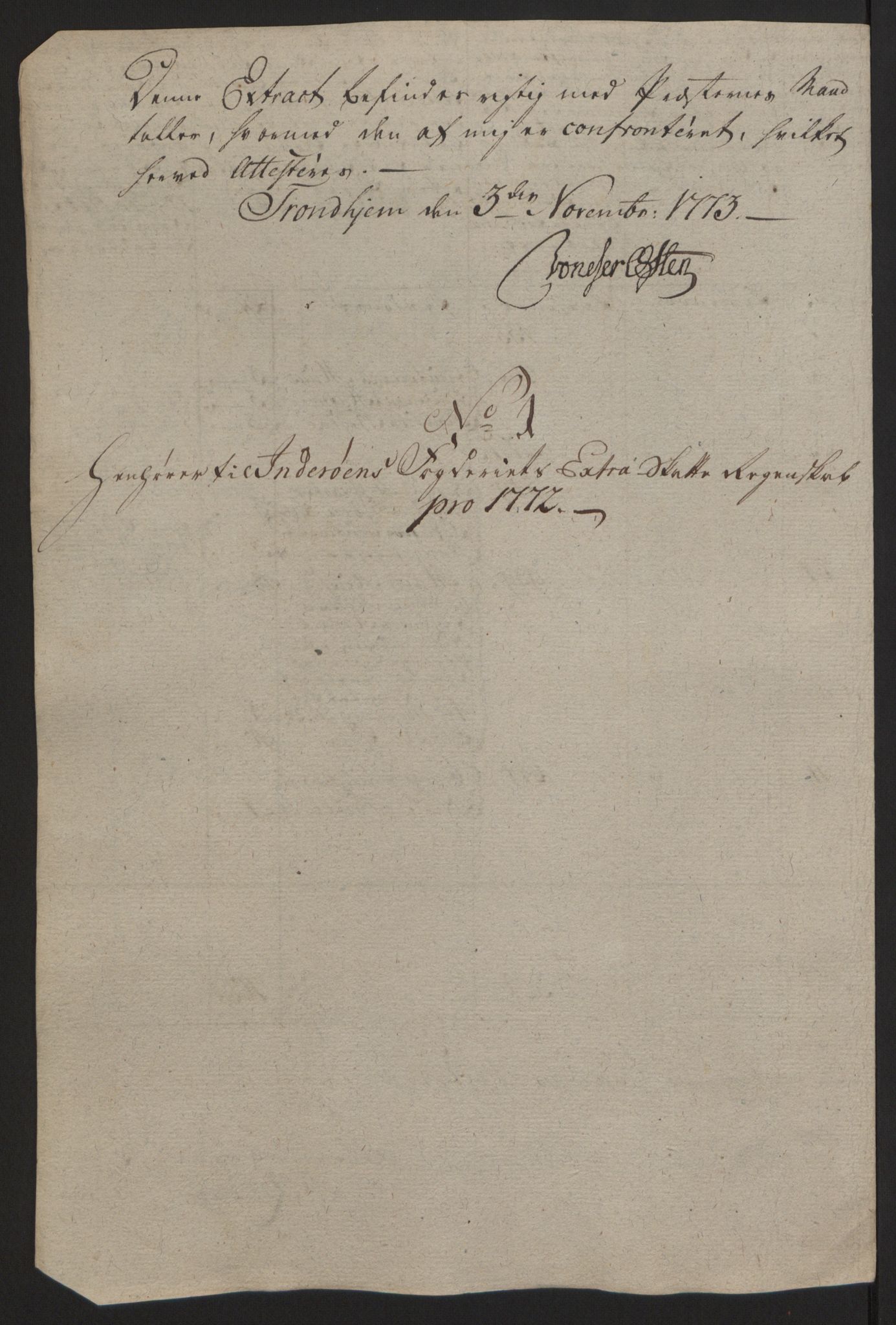 Rentekammeret inntil 1814, Reviderte regnskaper, Fogderegnskap, RA/EA-4092/R63/L4420: Ekstraskatten Inderøy, 1762-1772, p. 496