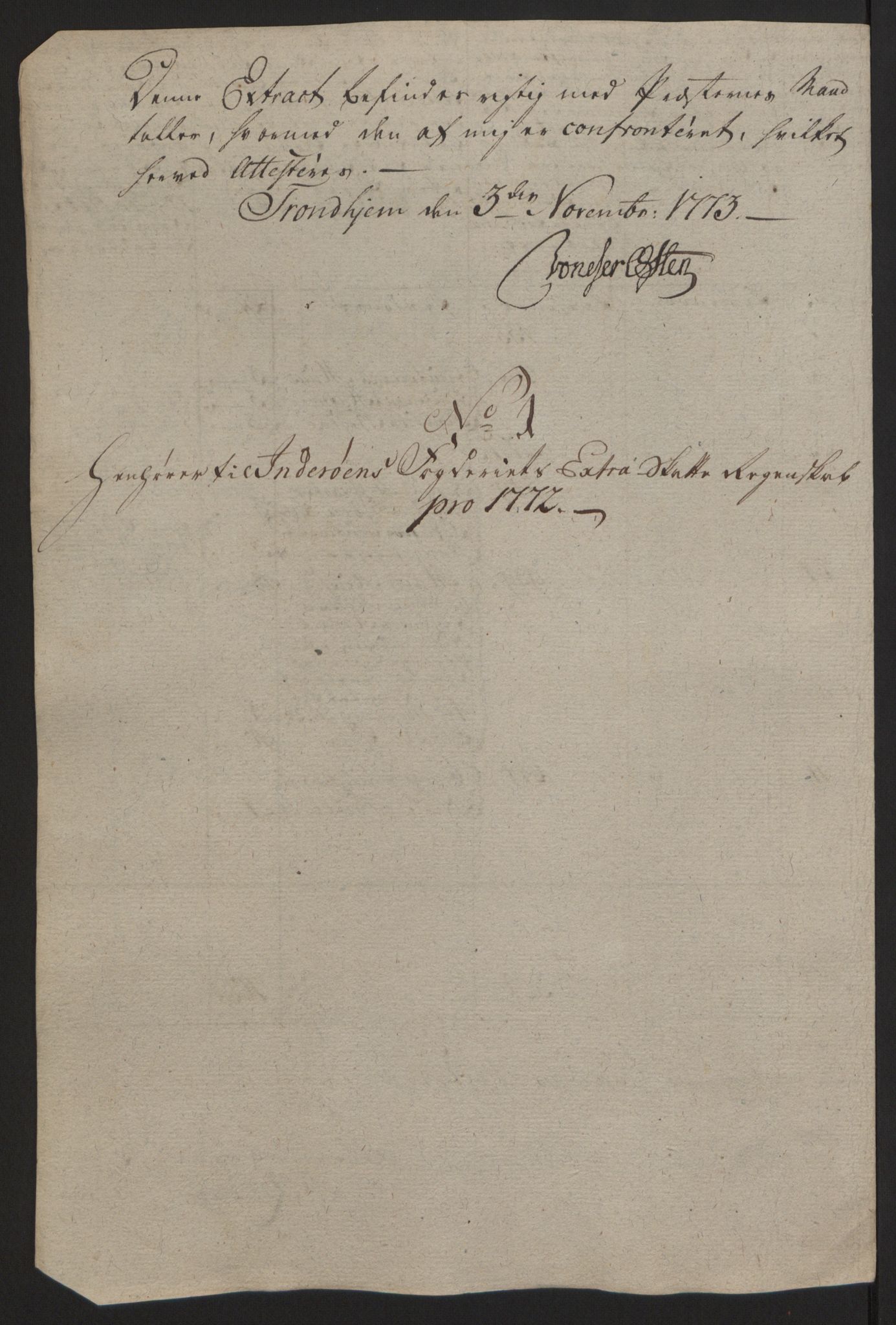 Rentekammeret inntil 1814, Reviderte regnskaper, Fogderegnskap, AV/RA-EA-4092/R63/L4420: Ekstraskatten Inderøy, 1762-1772, p. 496