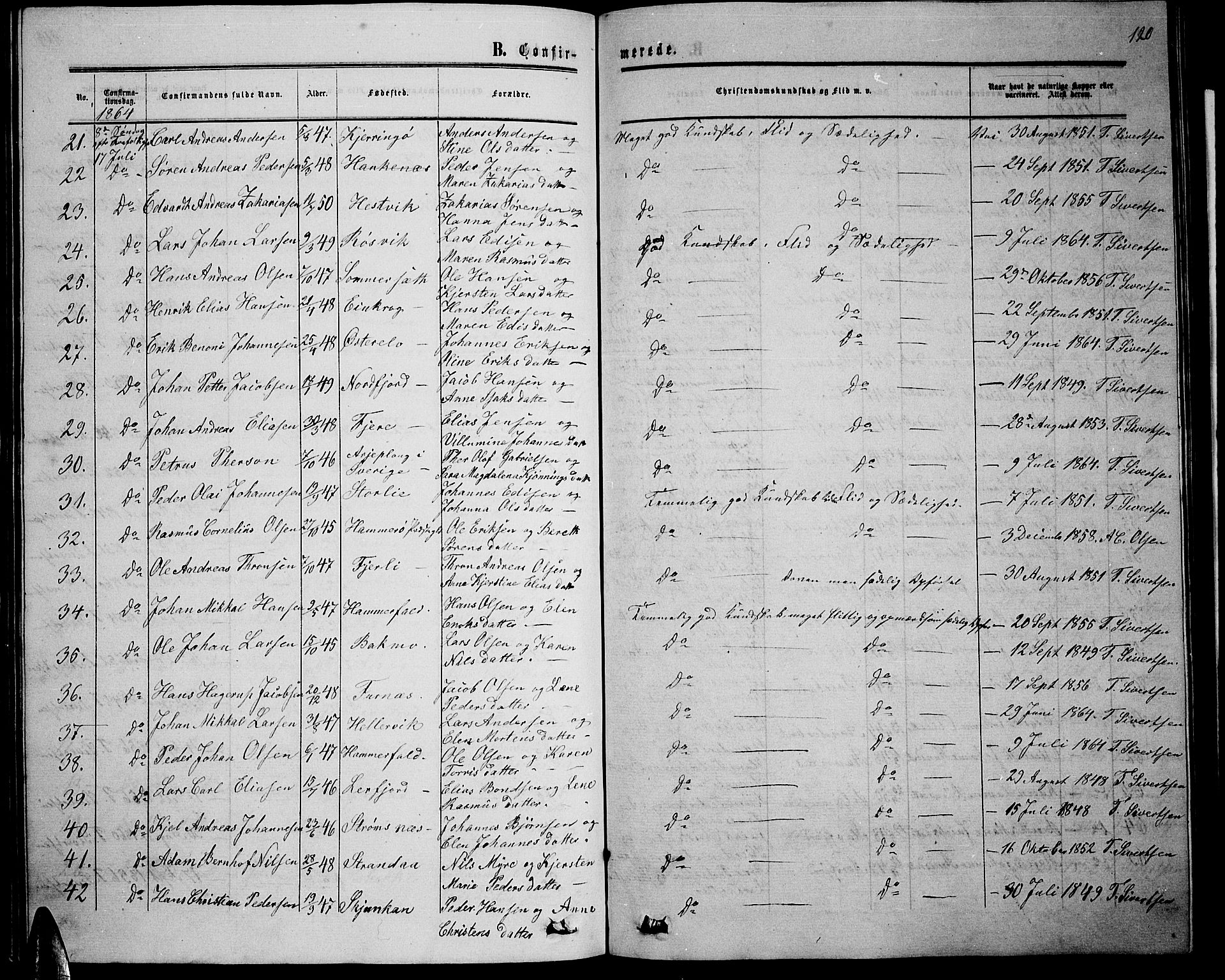 Ministerialprotokoller, klokkerbøker og fødselsregistre - Nordland, AV/SAT-A-1459/853/L0775: Parish register (copy) no. 853C03, 1859-1877, p. 120