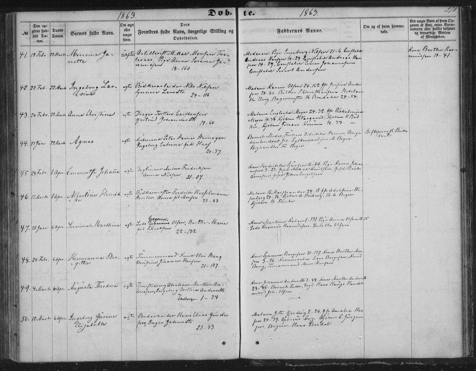 Korskirken sokneprestembete, AV/SAB-A-76101/H/Haa/L0018: Parish register (official) no. B 4, 1857-1866, p. 271