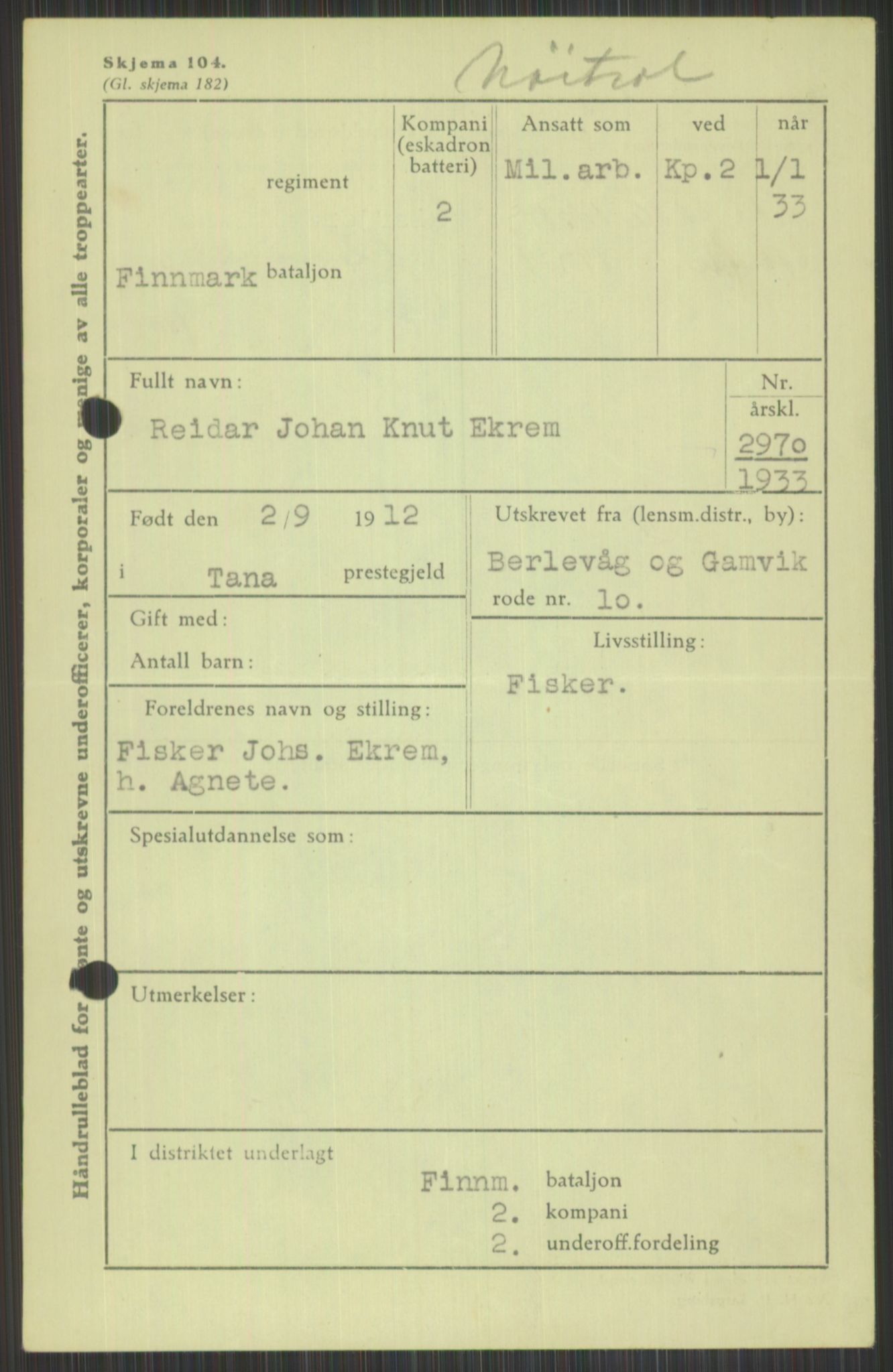 Forsvaret, Varanger bataljon, AV/RA-RAFA-2258/1/D/L0440: Rulleblad for fødte 1892-1912, 1892-1912, p. 1561