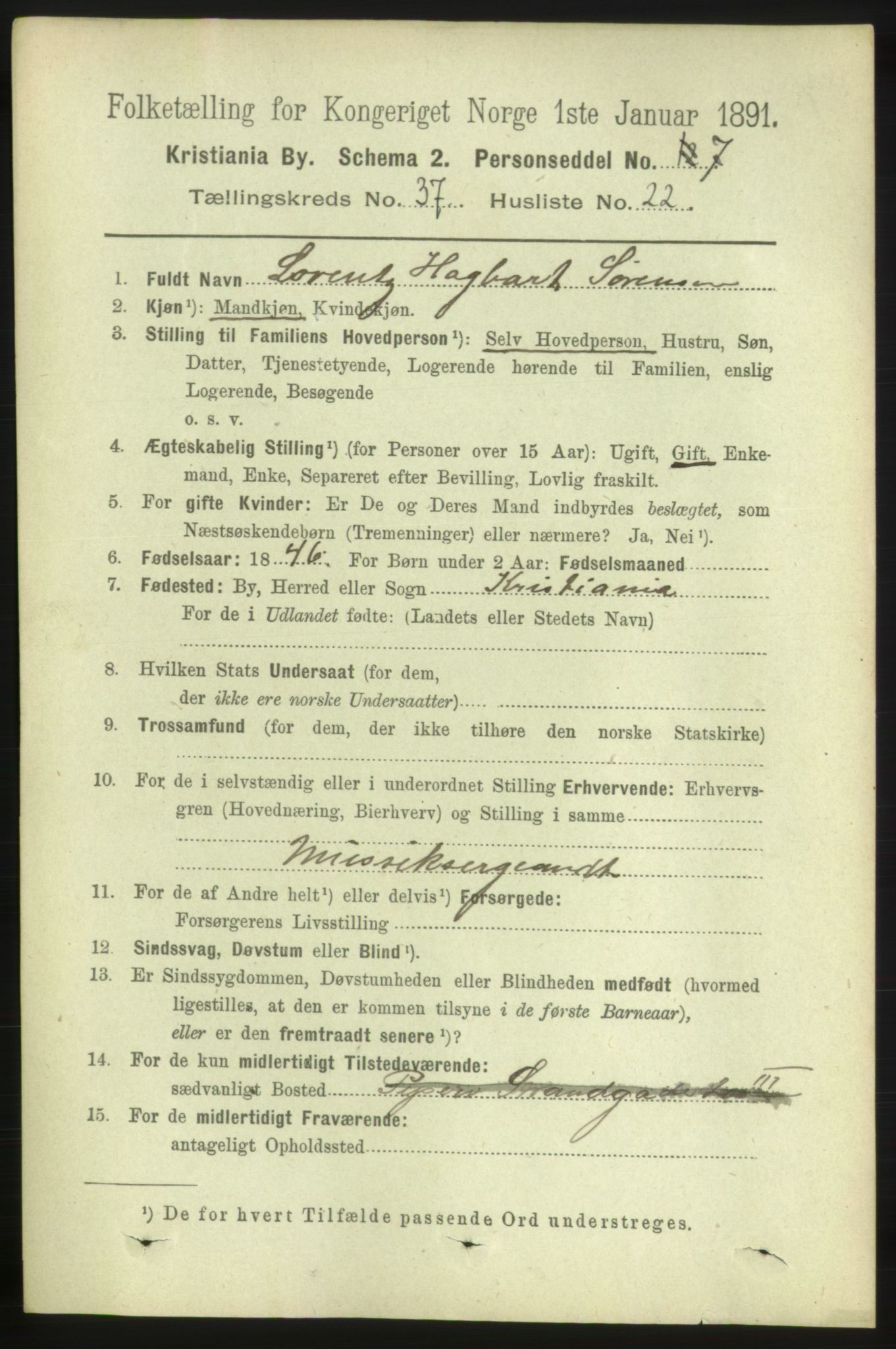 RA, 1891 census for 0301 Kristiania, 1891, p. 20986