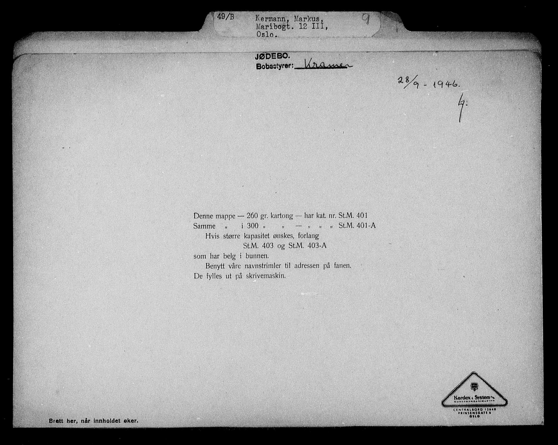 Justisdepartementet, Tilbakeføringskontoret for inndratte formuer, RA/S-1564/H/Hc/Hcc/L0951: --, 1945-1947, p. 3