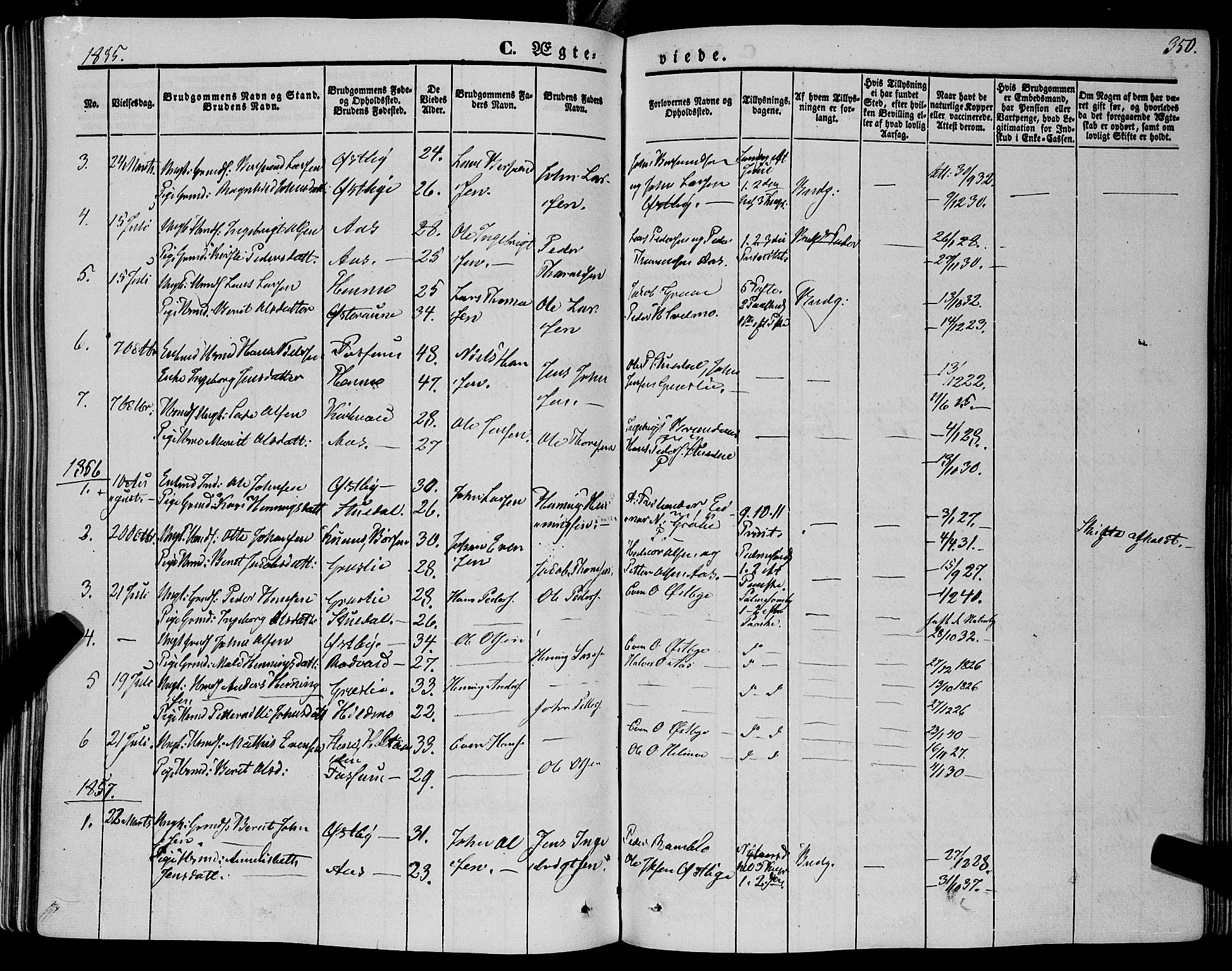 Ministerialprotokoller, klokkerbøker og fødselsregistre - Sør-Trøndelag, SAT/A-1456/695/L1146: Parish register (official) no. 695A06 /2, 1843-1859, p. 350