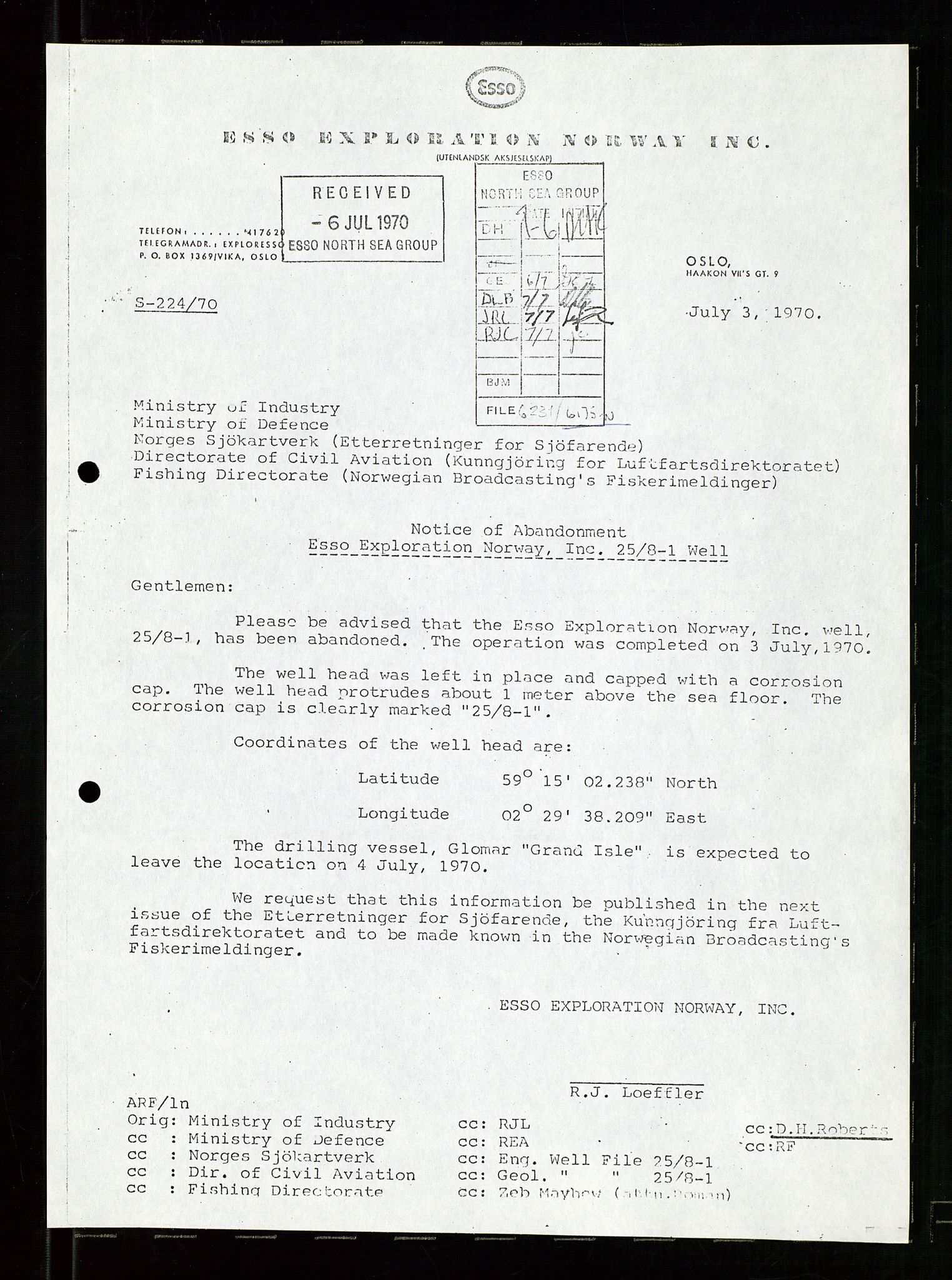 Pa 1512 - Esso Exploration and Production Norway Inc., AV/SAST-A-101917/E/Ea/L0026: Sak og korrespondanse, 1966-1974, p. 98