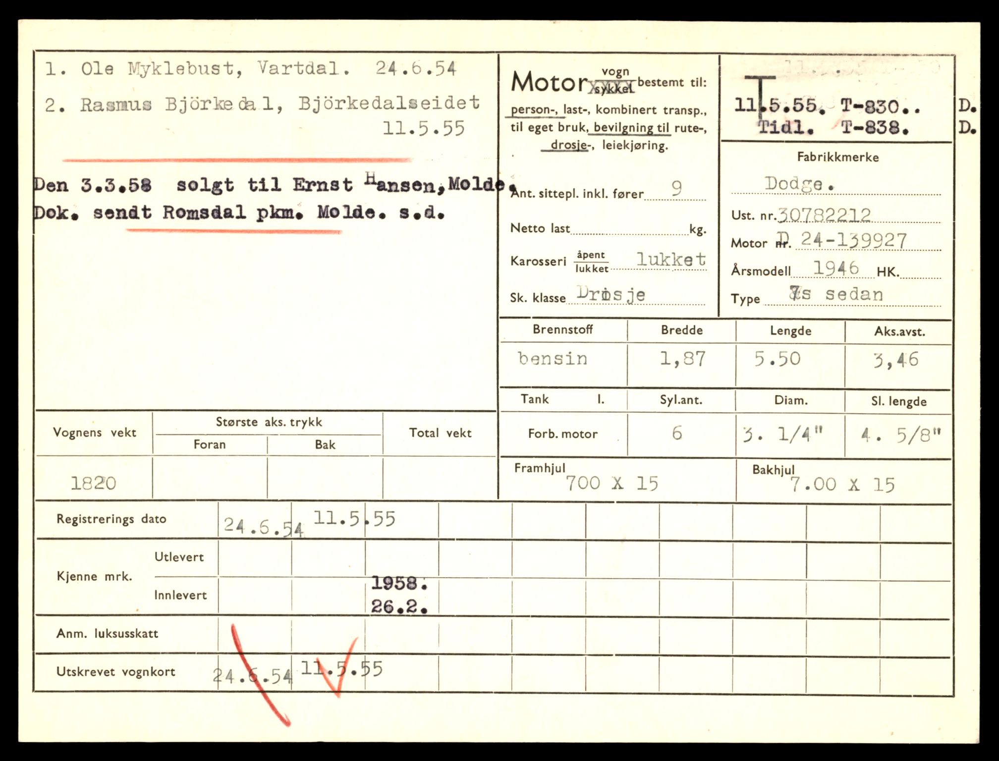 Møre og Romsdal vegkontor - Ålesund trafikkstasjon, AV/SAT-A-4099/F/Fe/L0008: Registreringskort for kjøretøy T 747 - T 894, 1927-1998, p. 2106