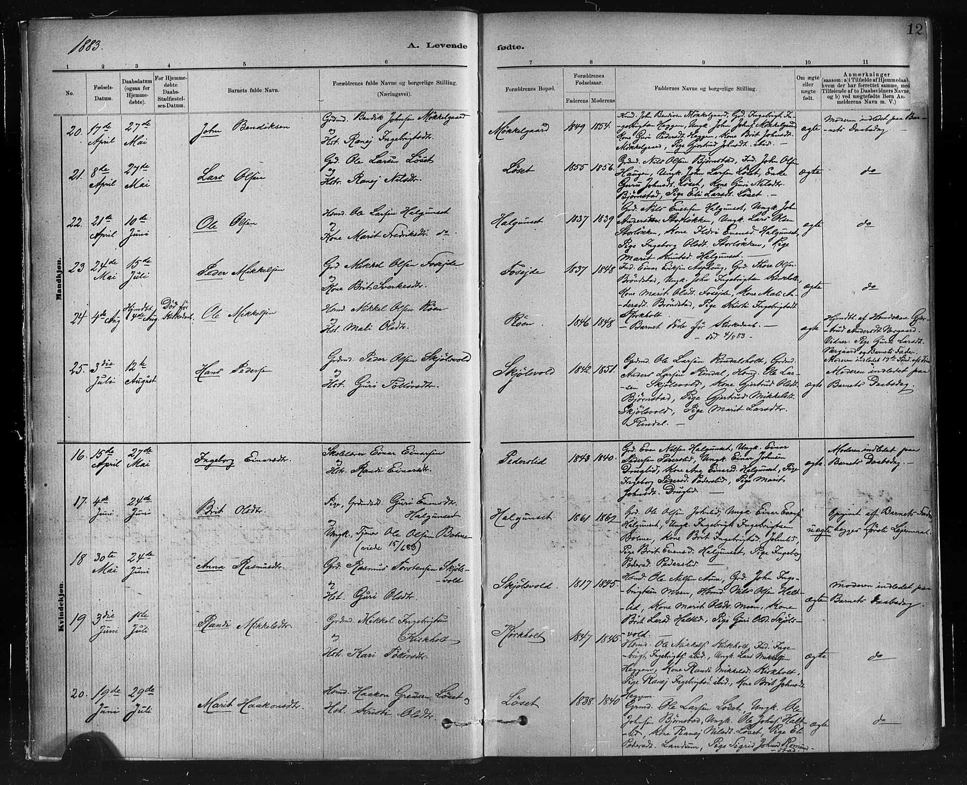 Ministerialprotokoller, klokkerbøker og fødselsregistre - Møre og Romsdal, AV/SAT-A-1454/598/L1069: Parish register (official) no. 598A03, 1882-1895, p. 12