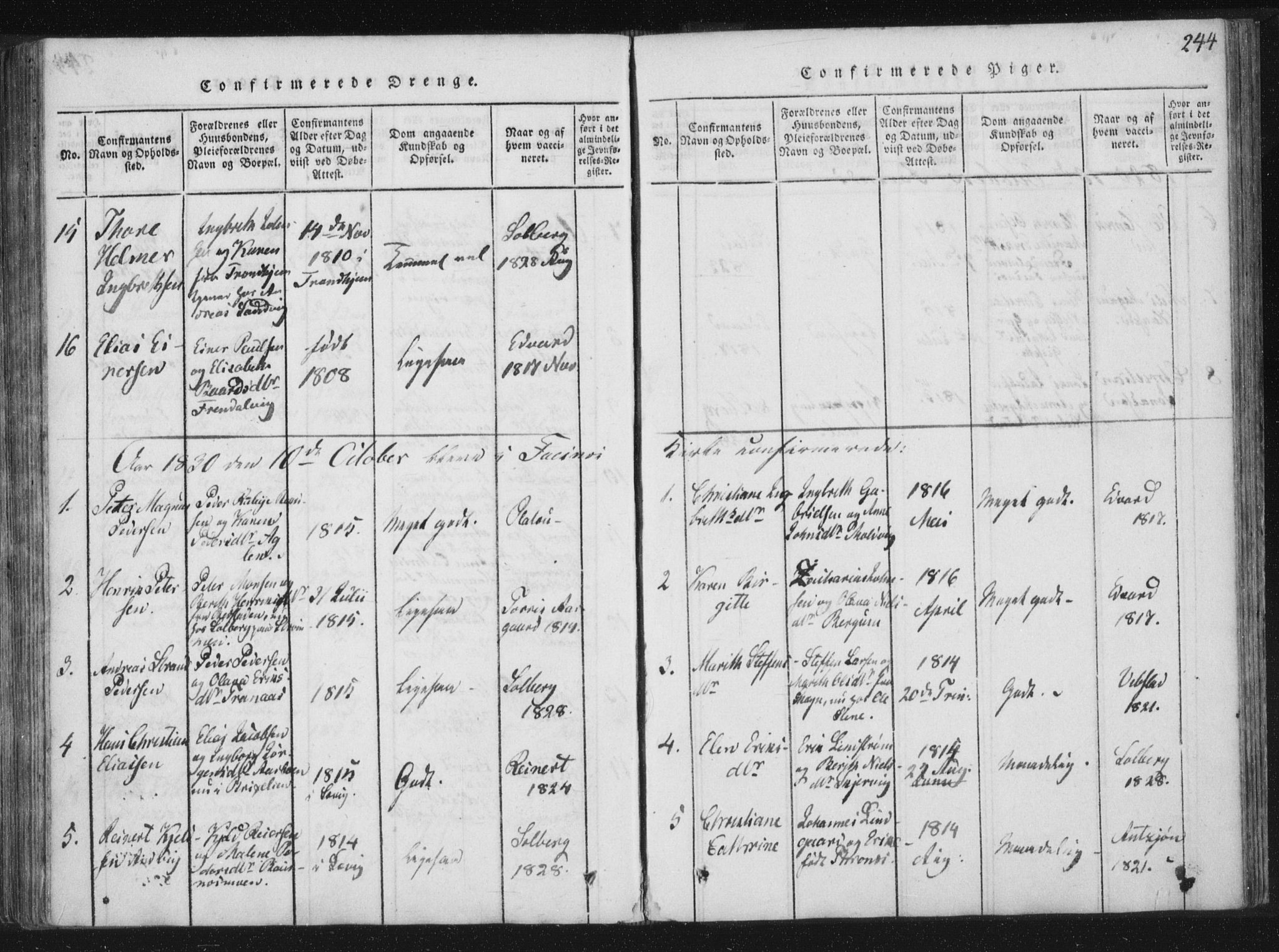 Ministerialprotokoller, klokkerbøker og fødselsregistre - Nord-Trøndelag, SAT/A-1458/773/L0609: Parish register (official) no. 773A03 /1, 1815-1830, p. 244