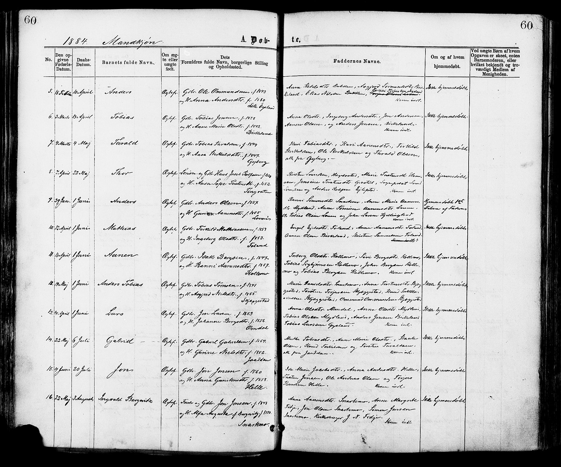 Hægebostad sokneprestkontor, AV/SAK-1111-0024/F/Fa/Faa/L0005: Parish register (official) no. A 5, 1864-1886, p. 60