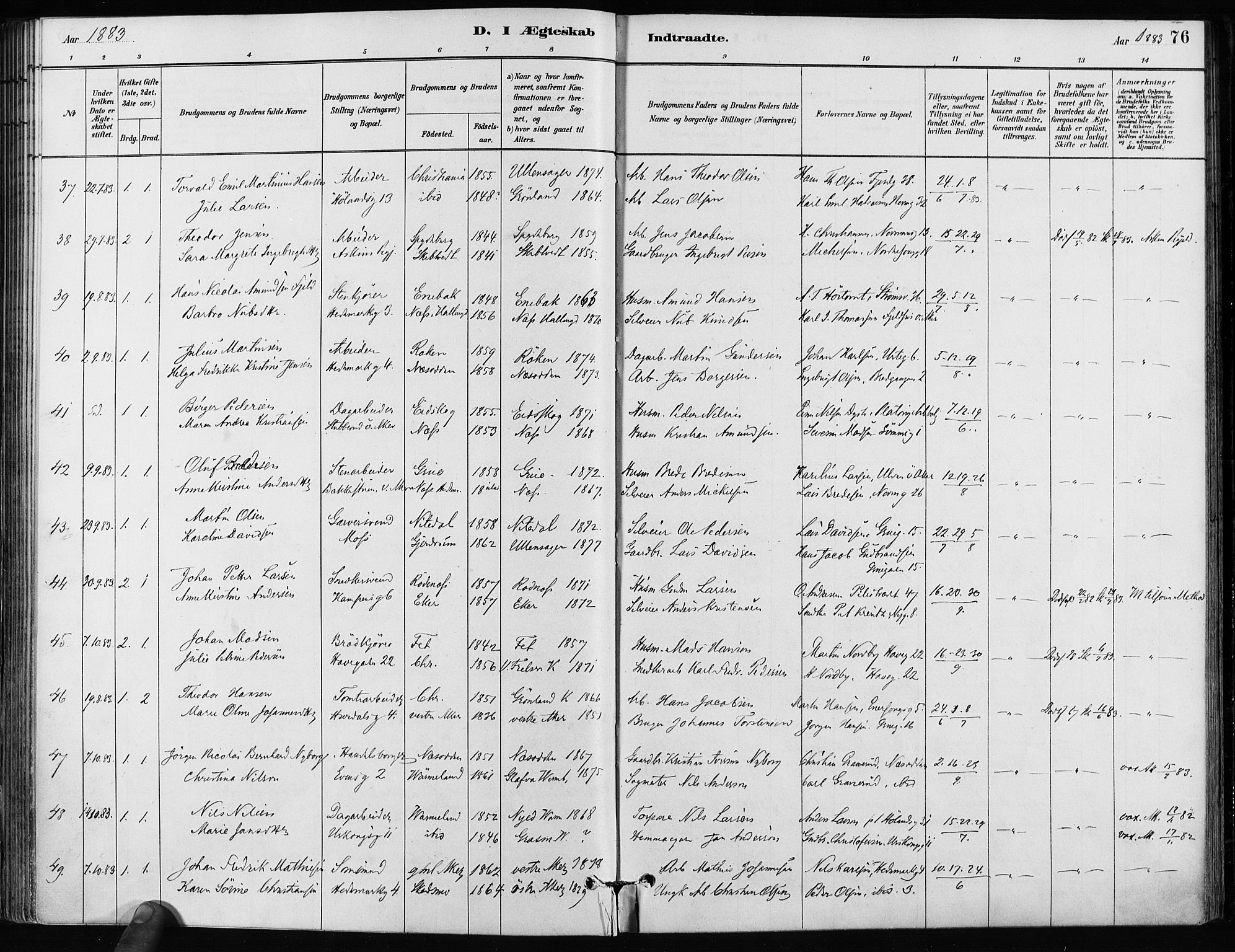 Kampen prestekontor Kirkebøker, AV/SAO-A-10853/F/Fa/L0002: Parish register (official) no. I 2, 1880-1888, p. 76