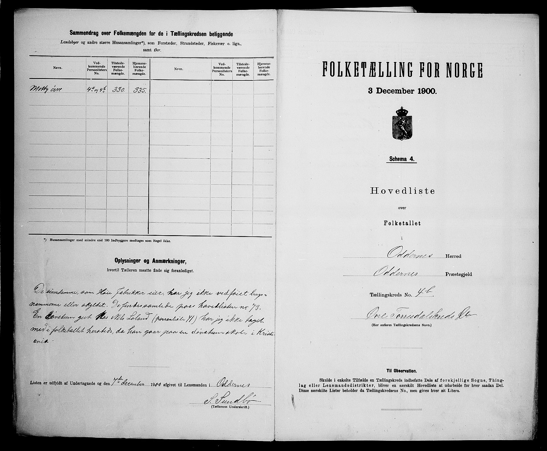 SAK, 1900 census for Oddernes, 1900, p. 45