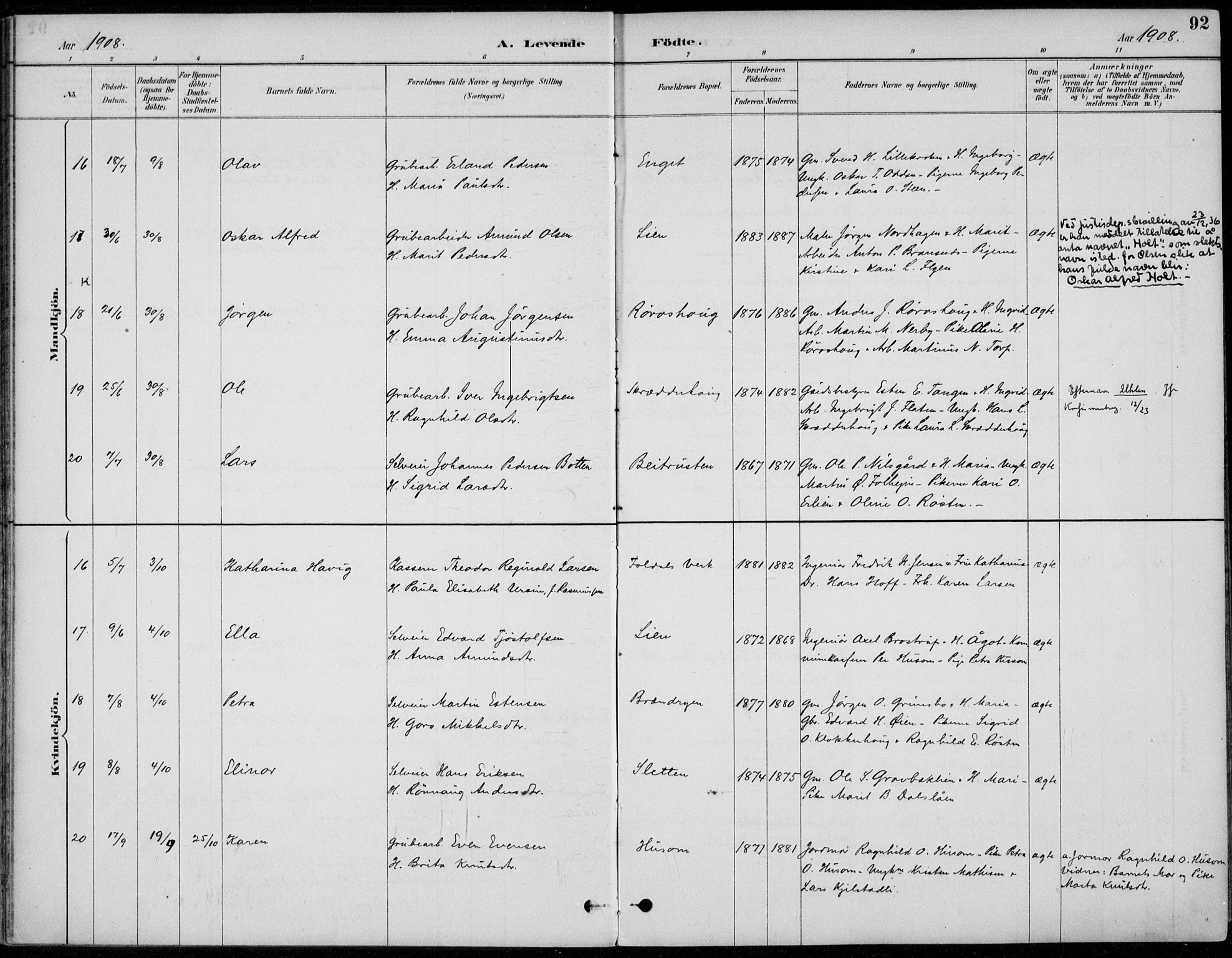 Alvdal prestekontor, SAH/PREST-060/H/Ha/Haa/L0003: Parish register (official) no. 3, 1886-1912, p. 92