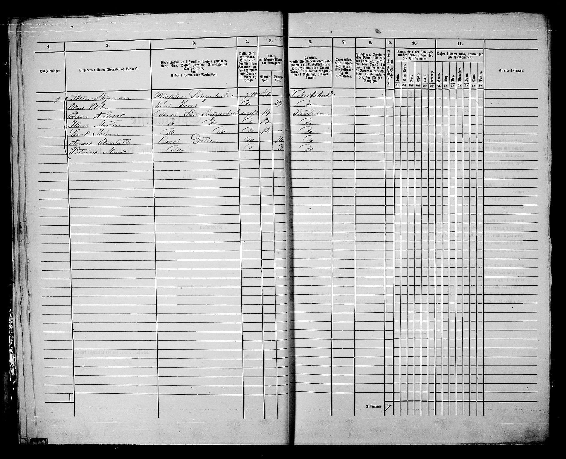 RA, 1865 census for Fredrikshald, 1865, p. 816