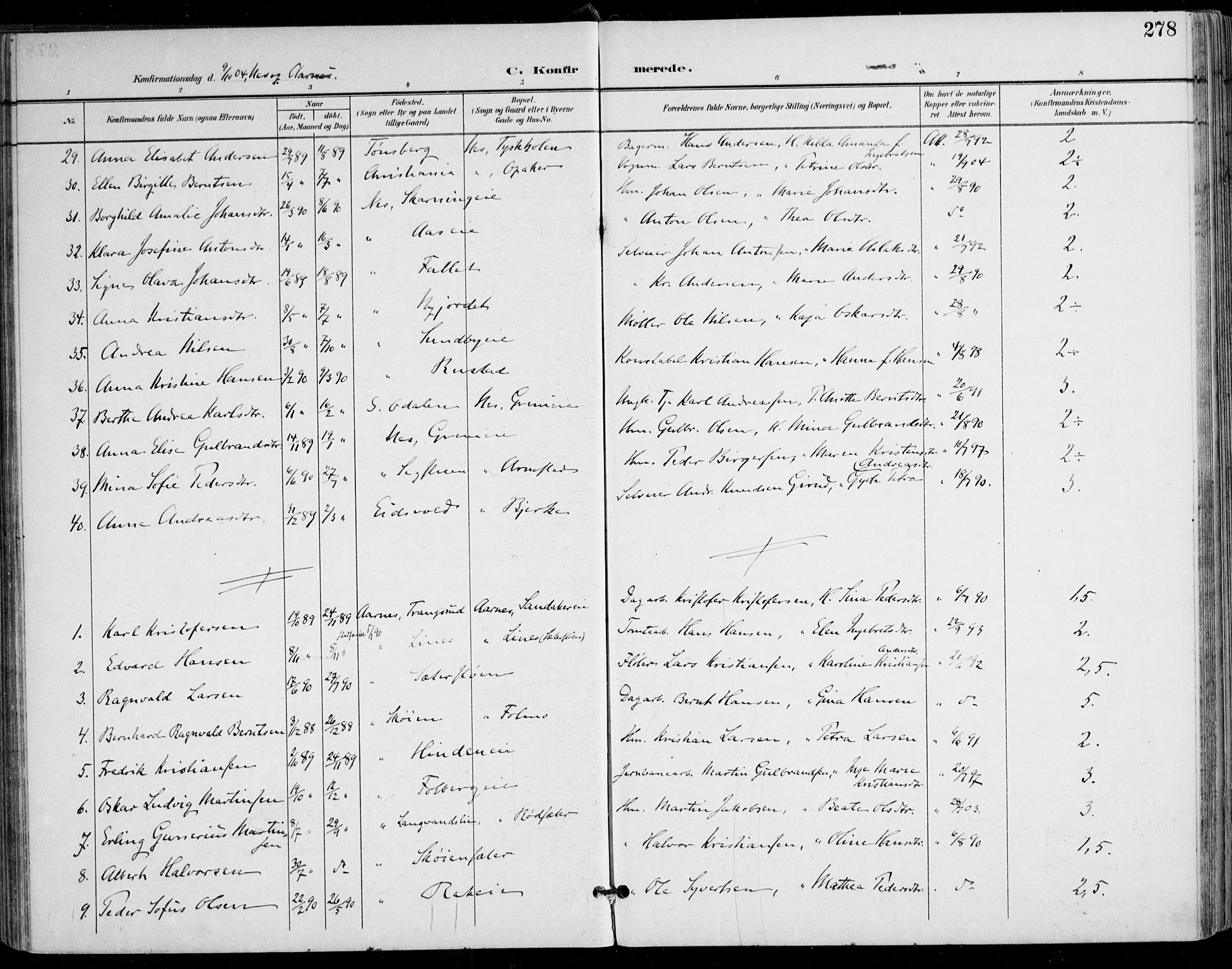 Nes prestekontor Kirkebøker, AV/SAO-A-10410/F/Fa/L0011: Parish register (official) no. I 11, 1899-1918, p. 278