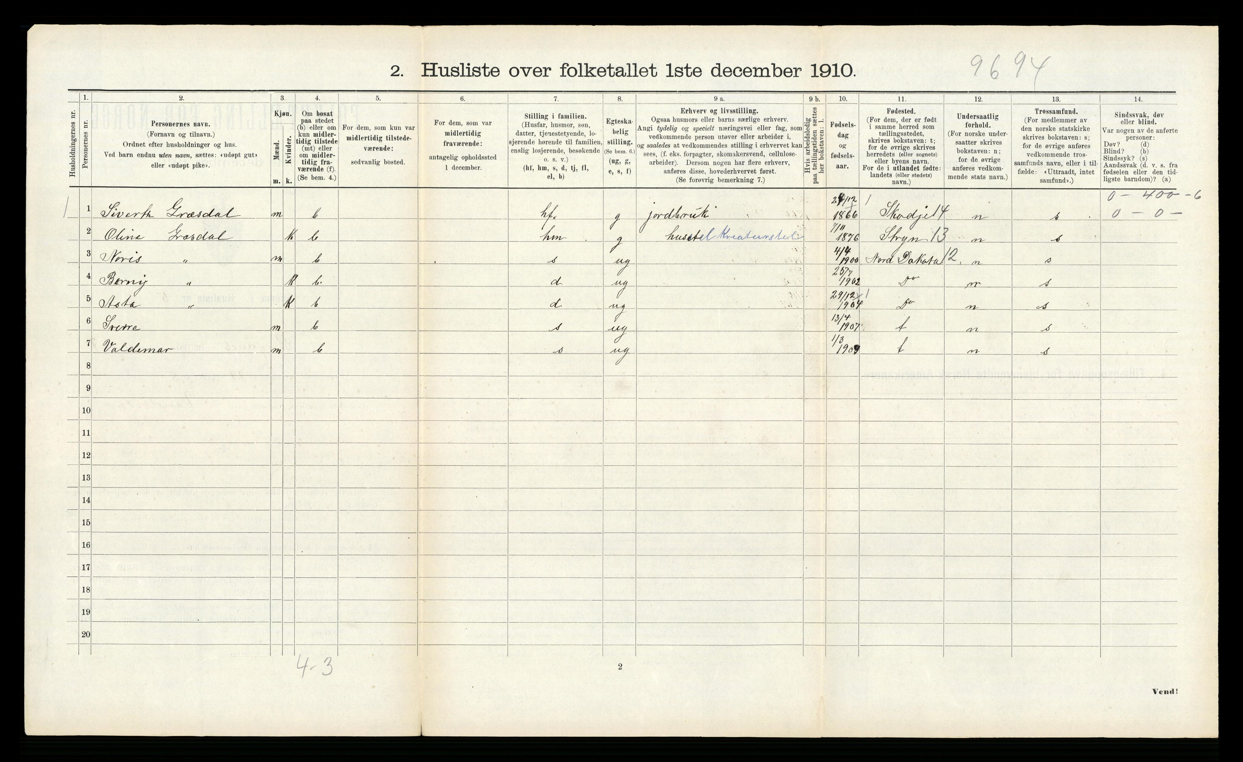 RA, 1910 census for Borgund, 1910, p. 562