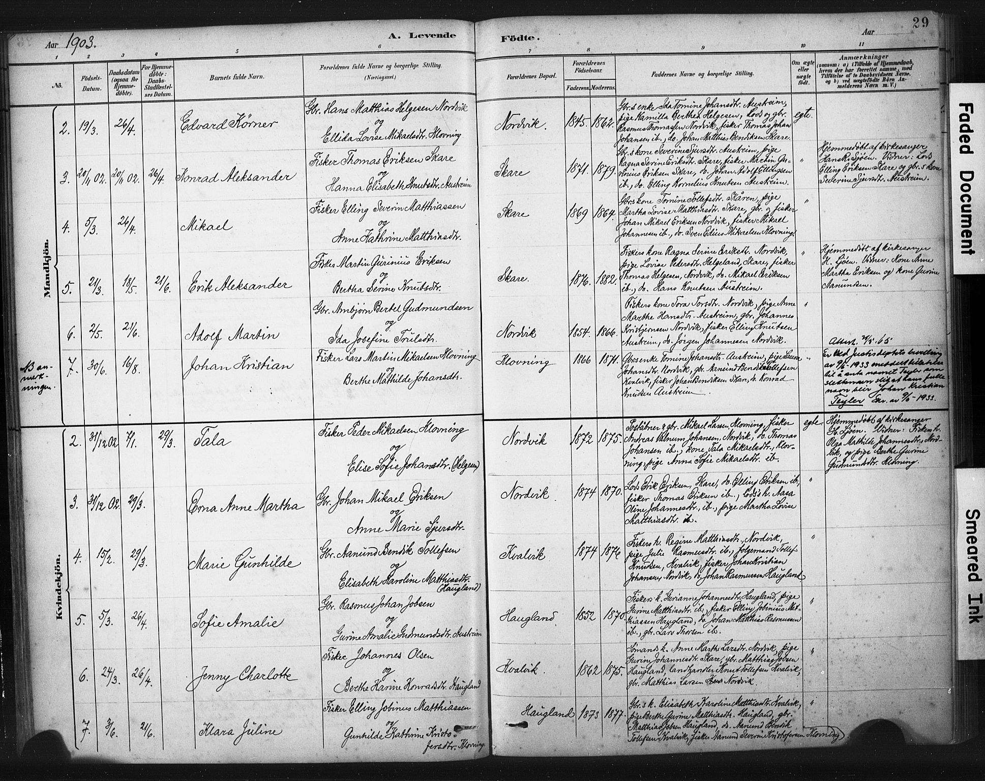 Torvastad sokneprestkontor, AV/SAST-A -101857/H/Ha/Haa/L0016: Parish register (official) no. A 15, 1883-1903, p. 29