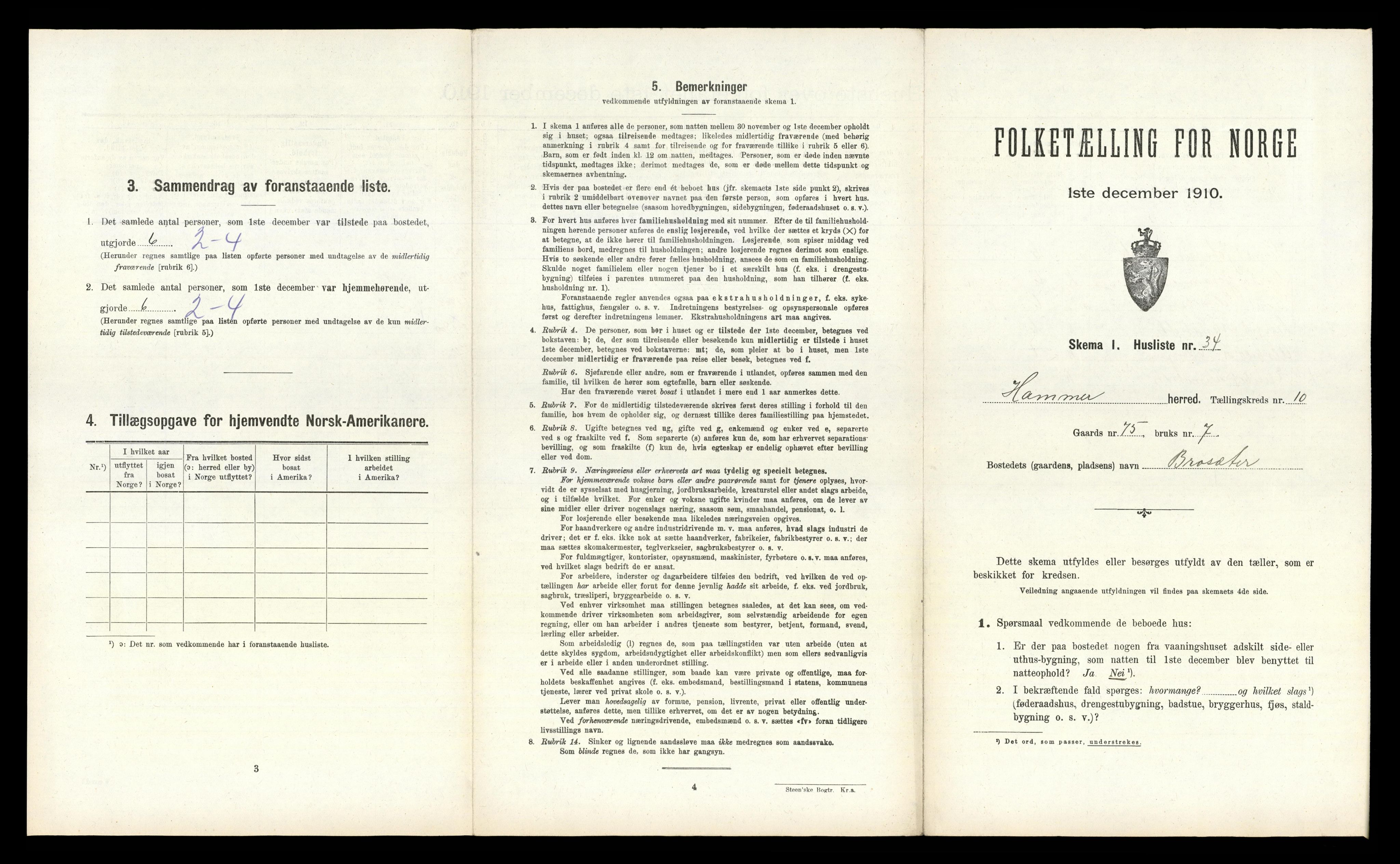 RA, 1910 census for Hamre, 1910, p. 856