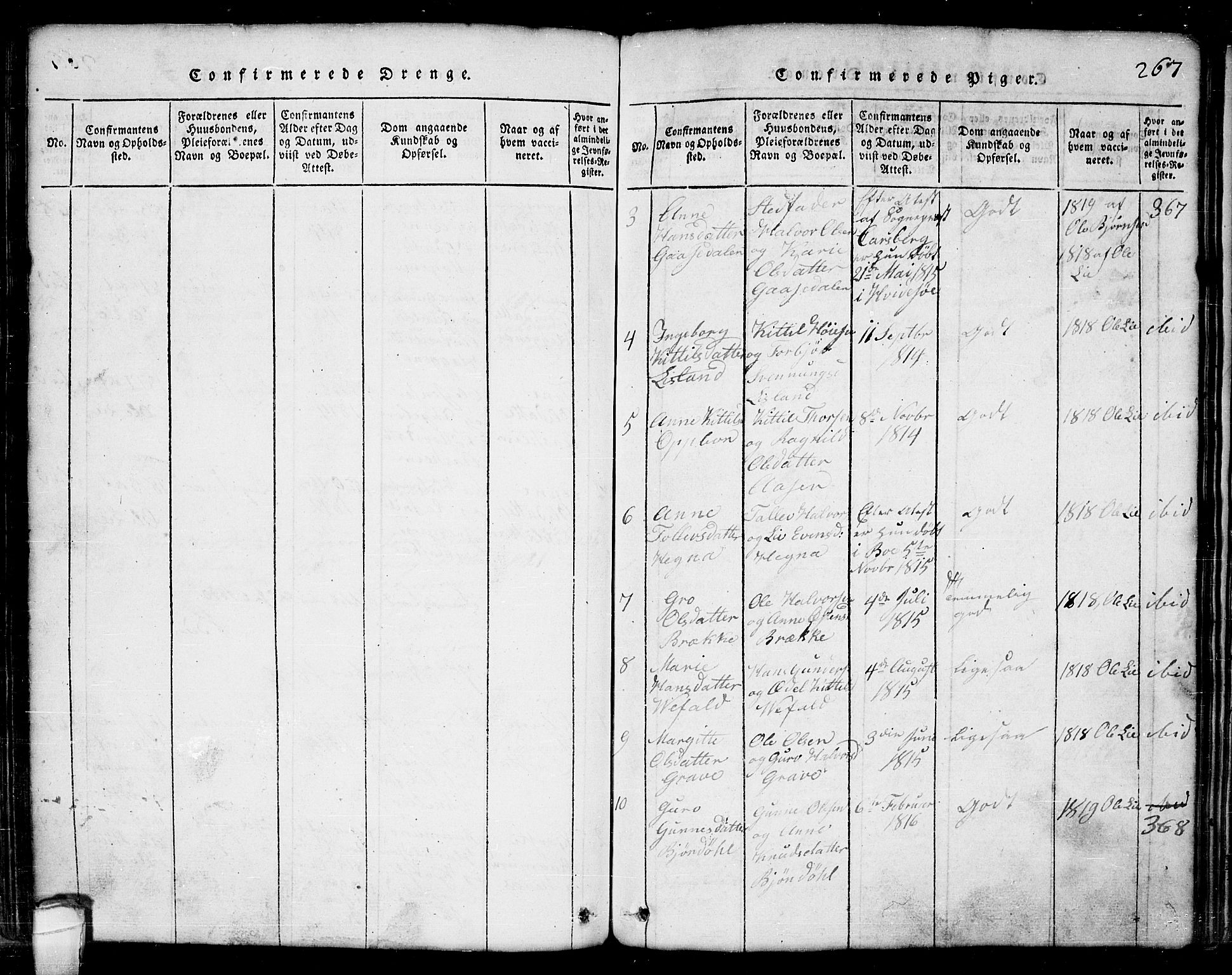 Seljord kirkebøker, AV/SAKO-A-20/G/Ga/L0001: Parish register (copy) no. I 1, 1815-1854, p. 267