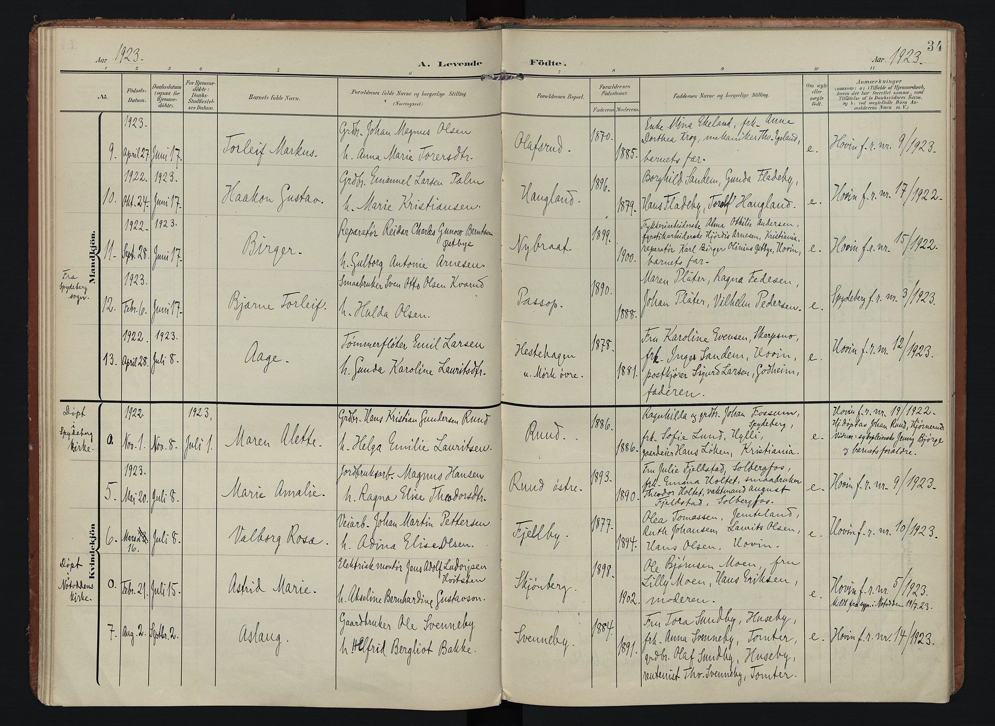 Spydeberg prestekontor Kirkebøker, AV/SAO-A-10924/F/Fb/L0002: Parish register (official) no. II 2, 1908-1926, p. 34