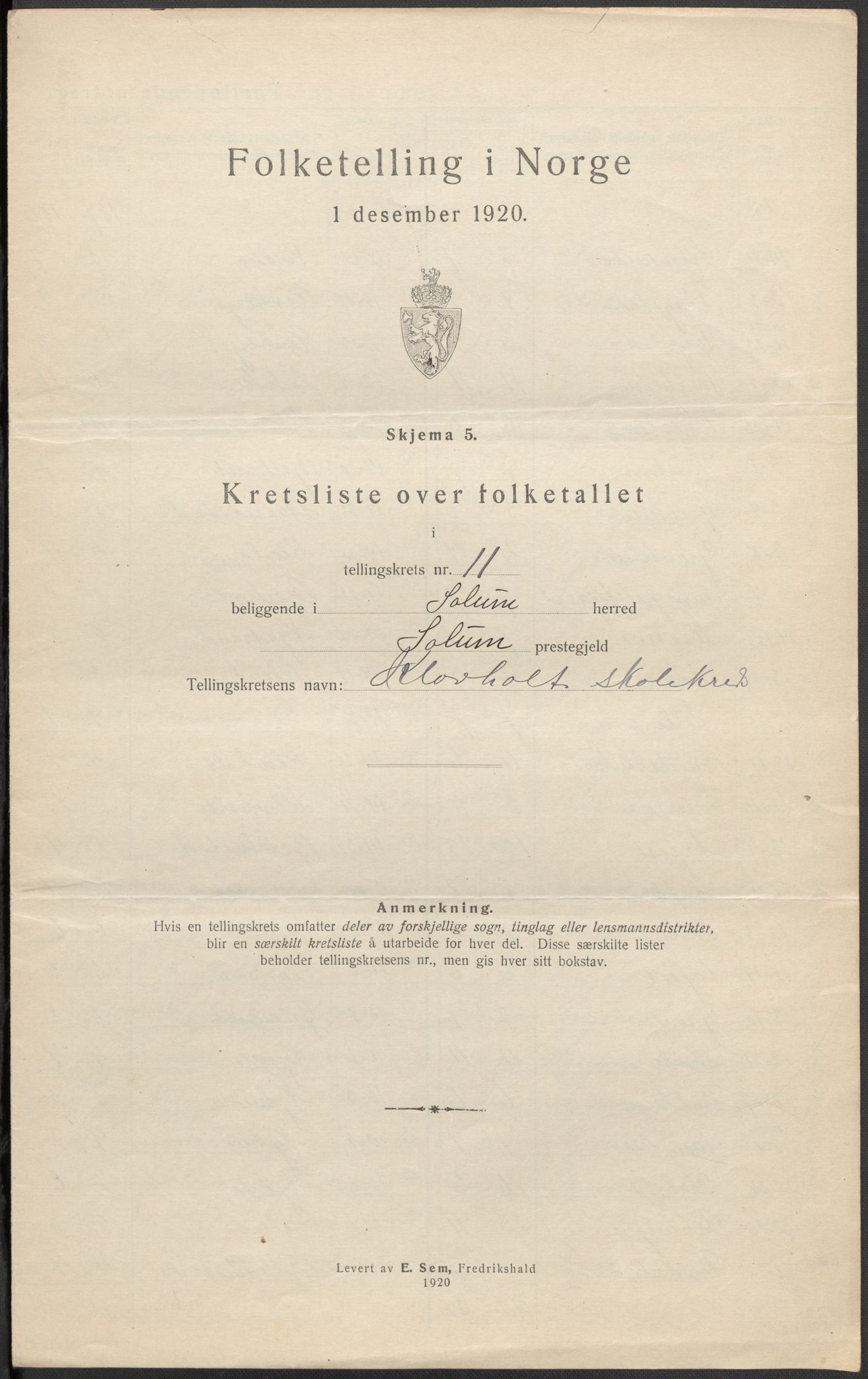 SAKO, 1920 census for Solum, 1920, p. 48