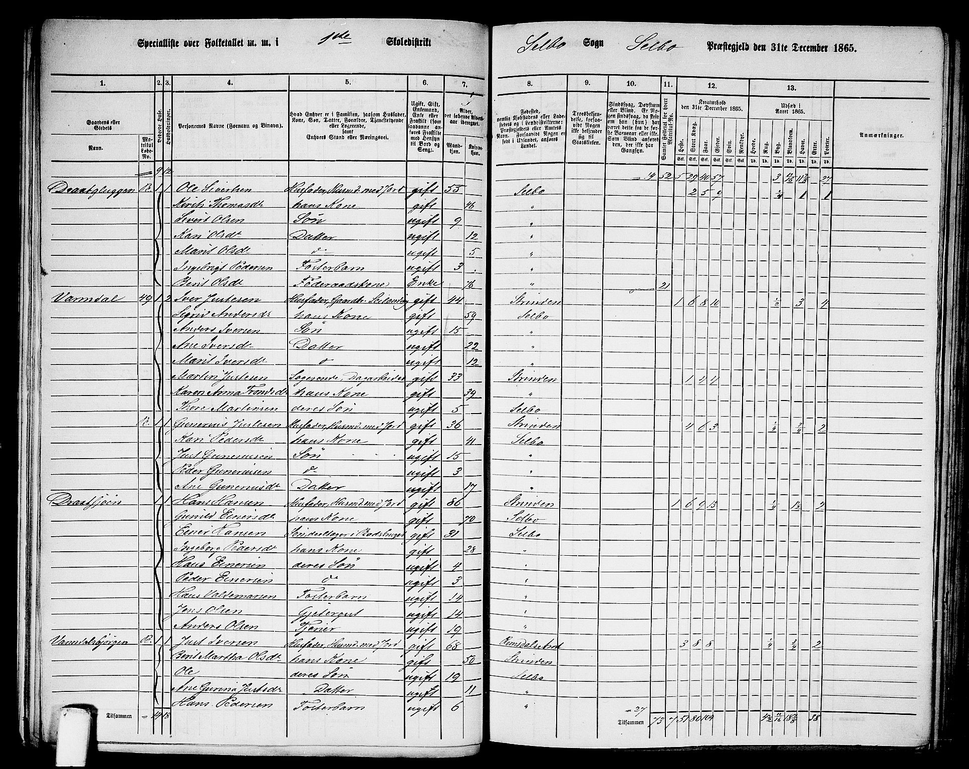 RA, 1865 census for Selbu, 1865, p. 14