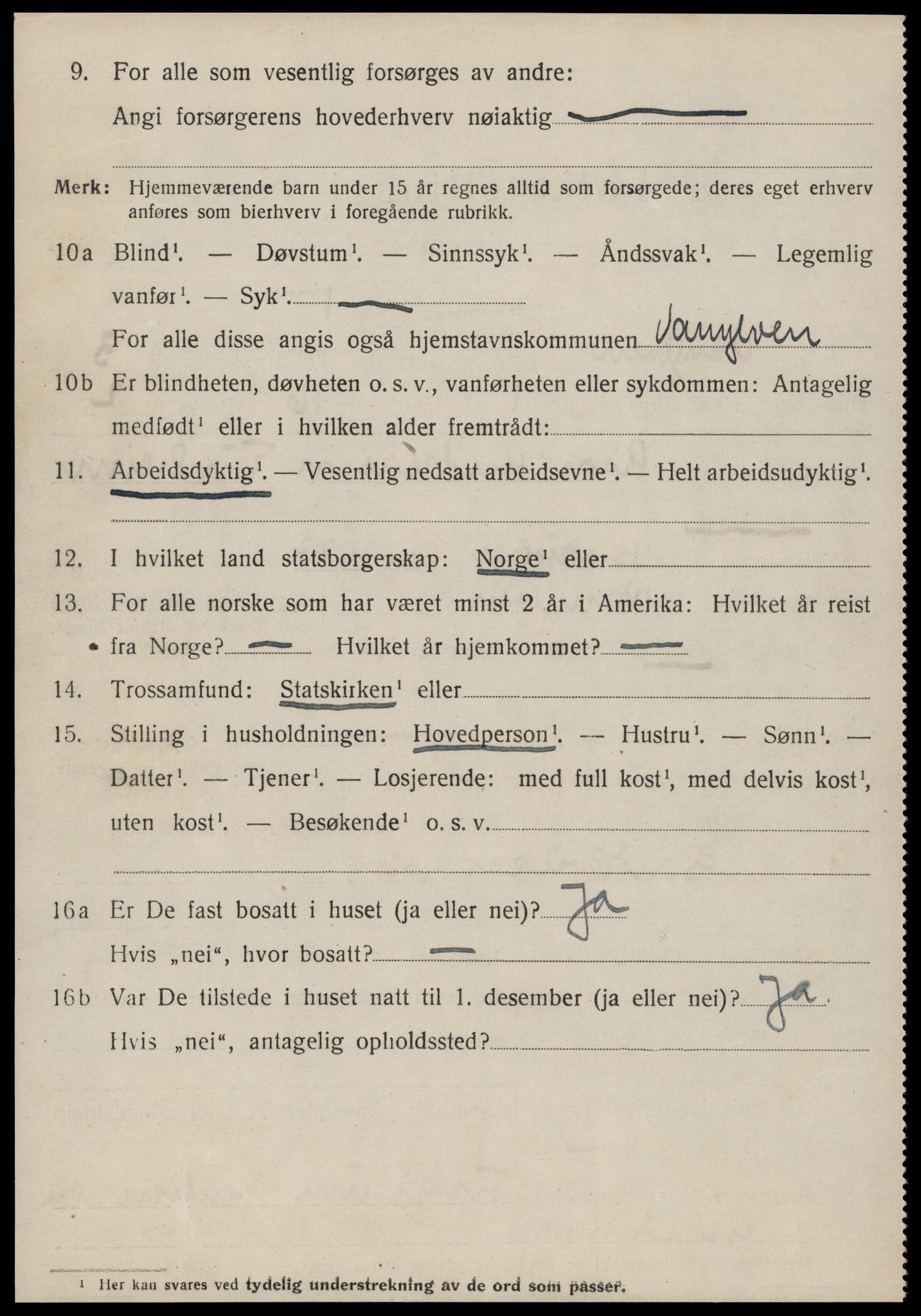 SAT, 1920 census for Vanylven, 1920, p. 1830